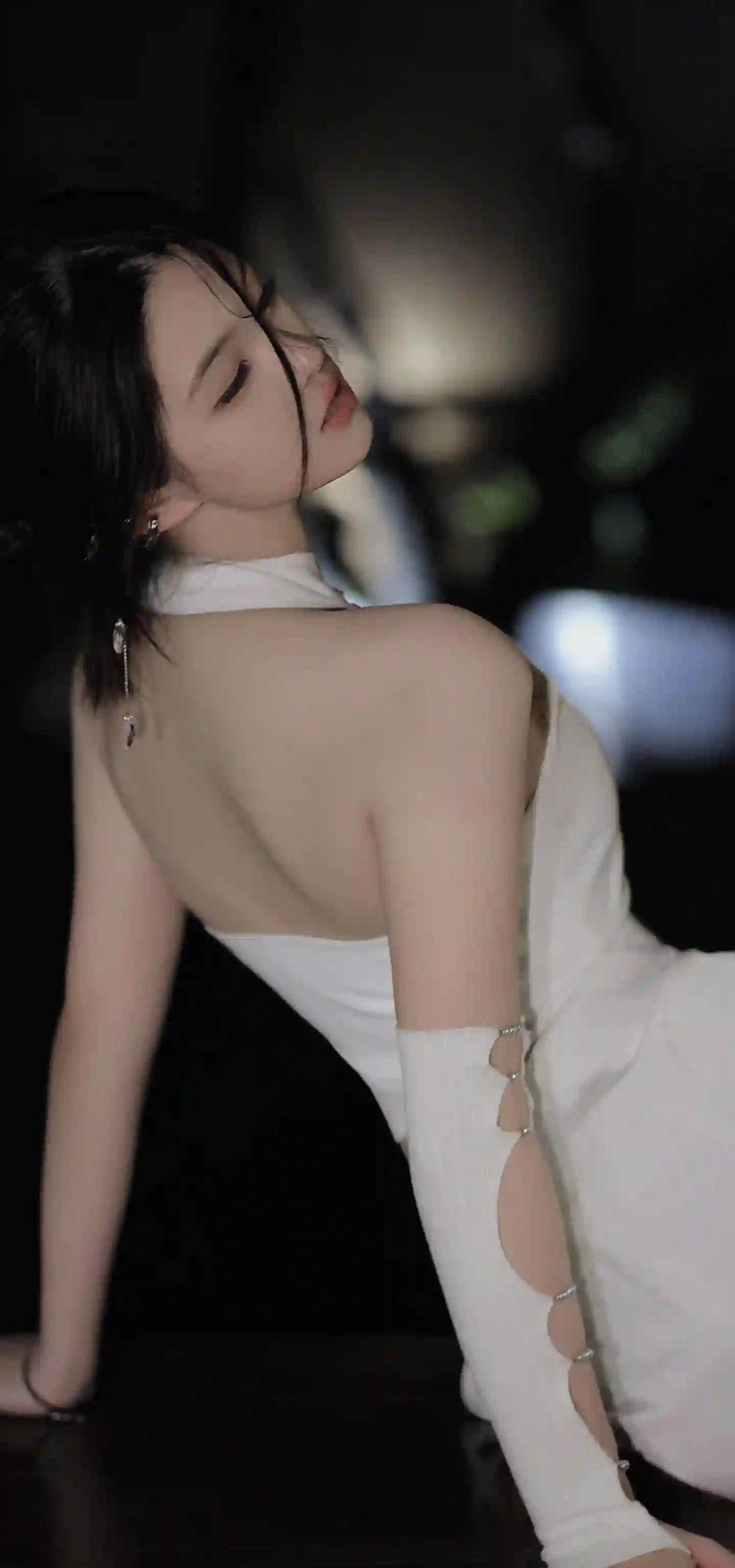 性感美女 白色长裙美女 