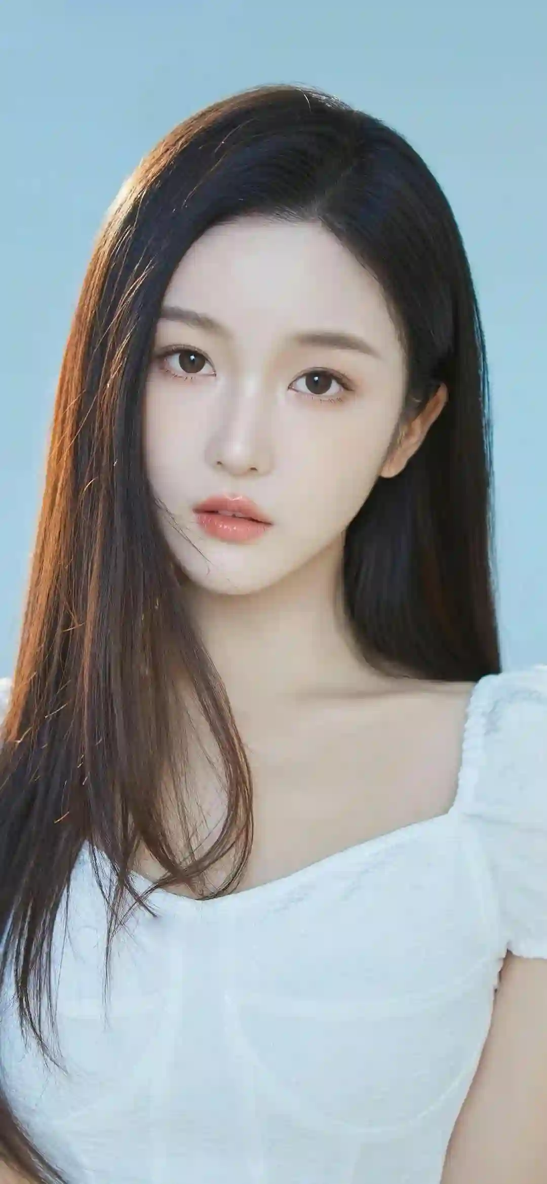 长发清纯美女 白色衣服
