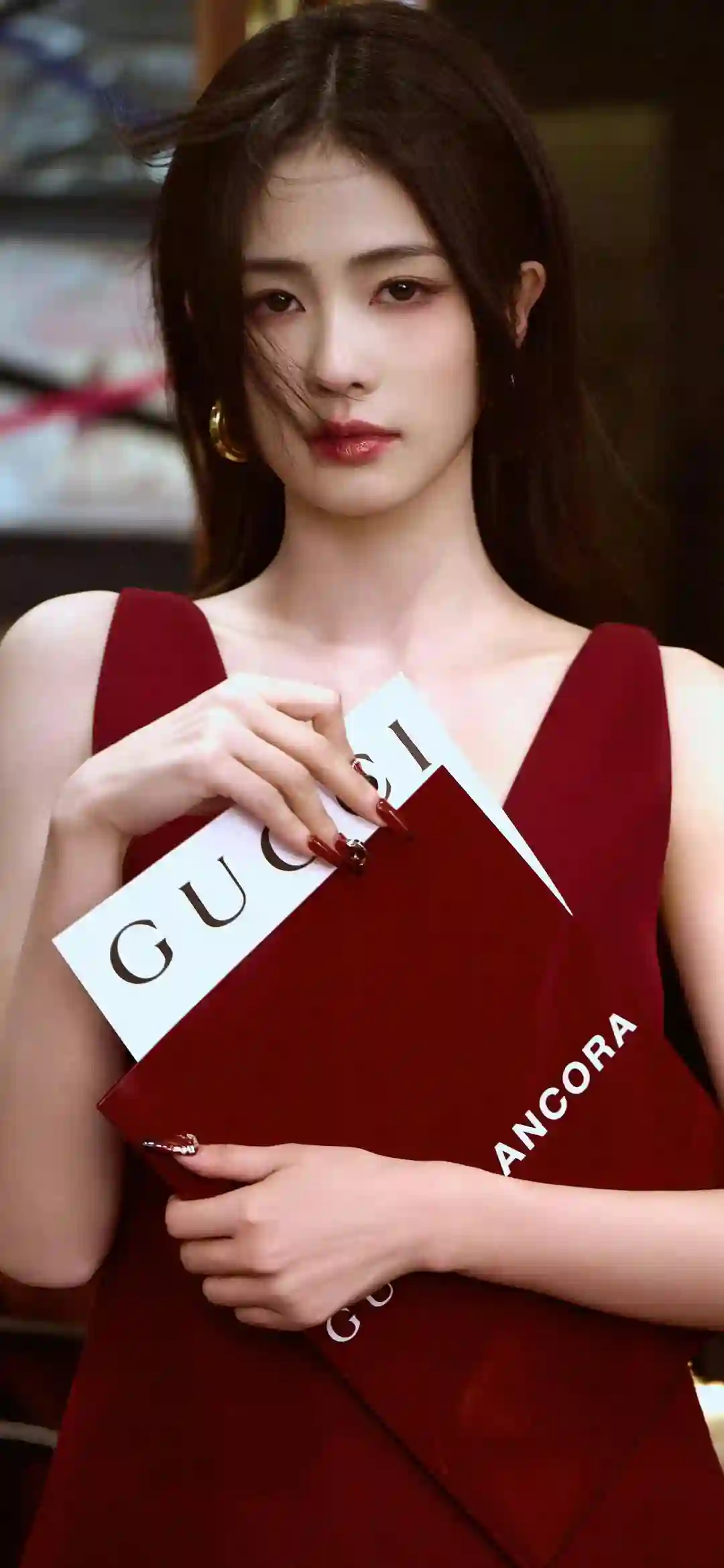 白鹿 红色长裙 性感美女