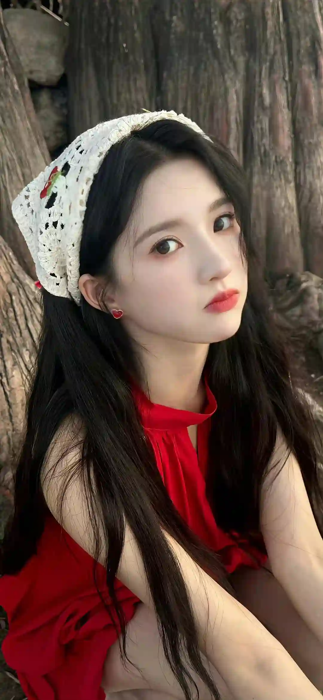 可爱 长发美女 红色长裙 可爱 刘些宁