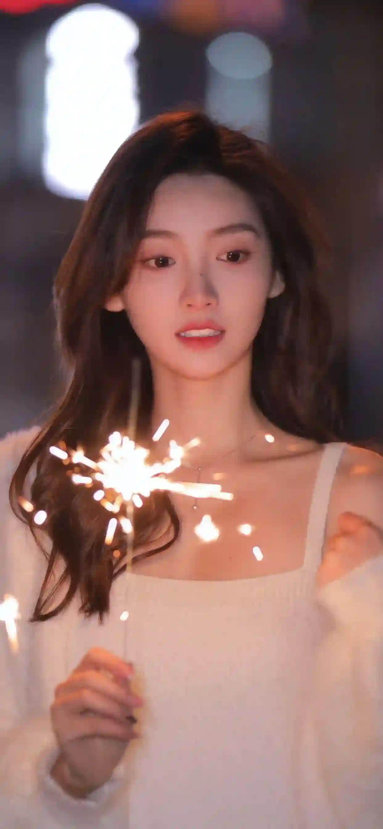 烟花 清纯女孩 白色吊带美女