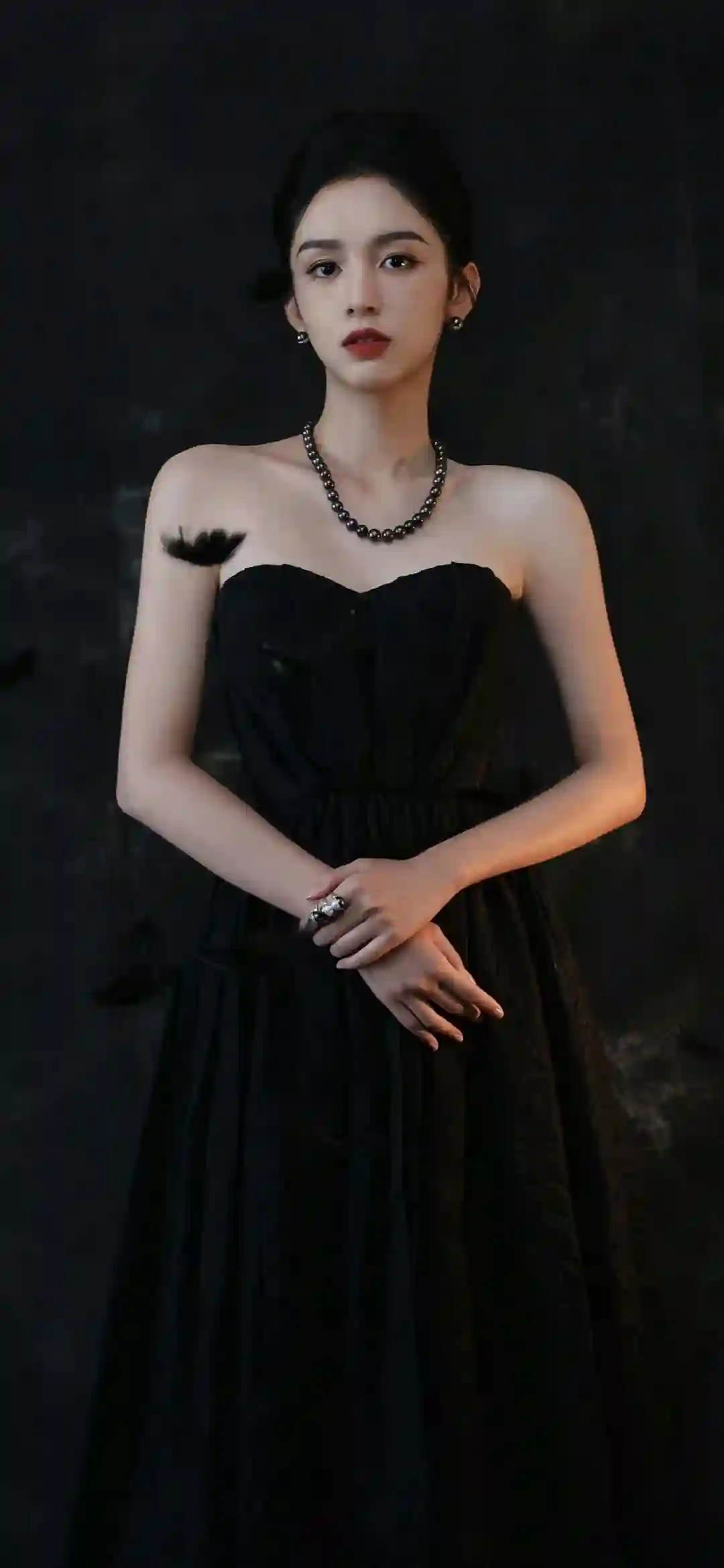 周也 黑色长裙美女 性感美女 