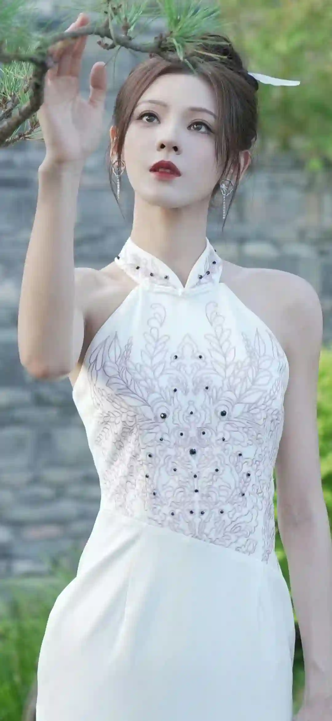 张予曦 国风美女 旗袍 白色旗袍