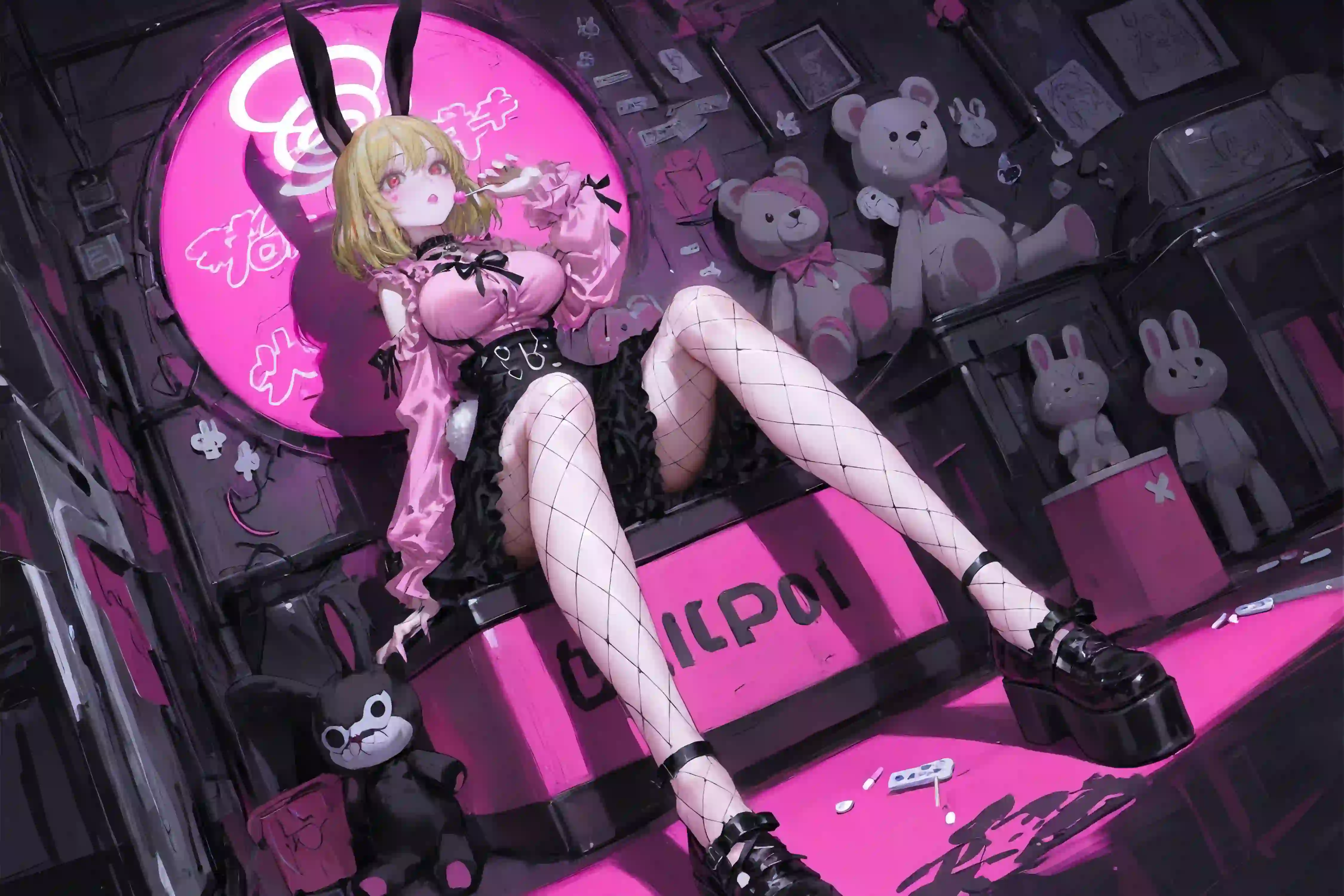 动漫女孩 二次元女孩 长腿美女 渔网袜