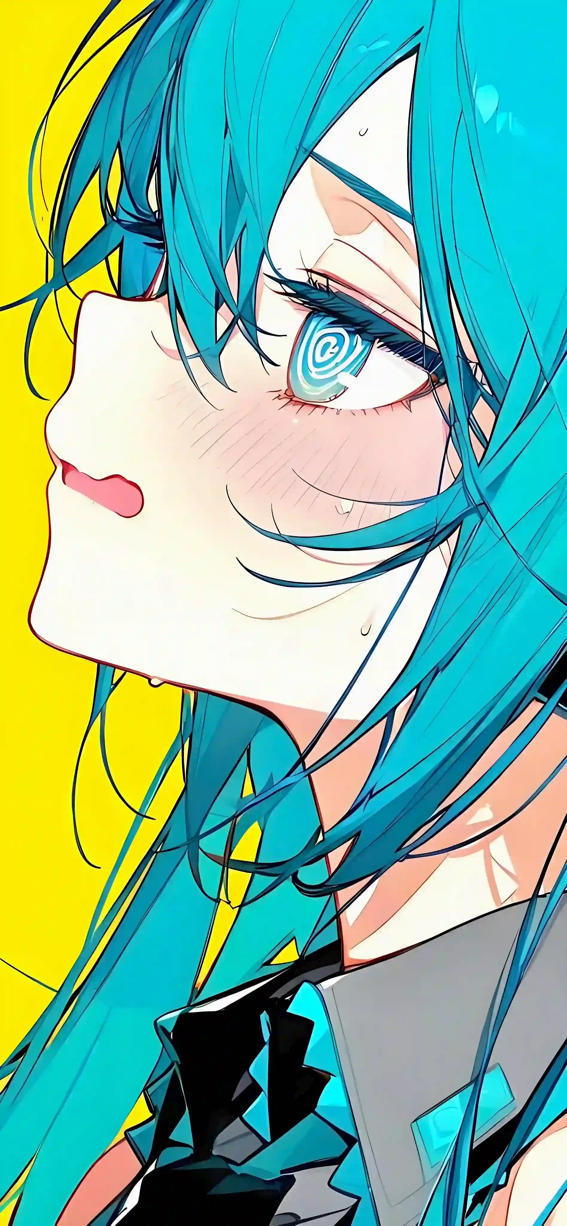 初音未来 蓝发 动漫 特写 低角度 壁纸