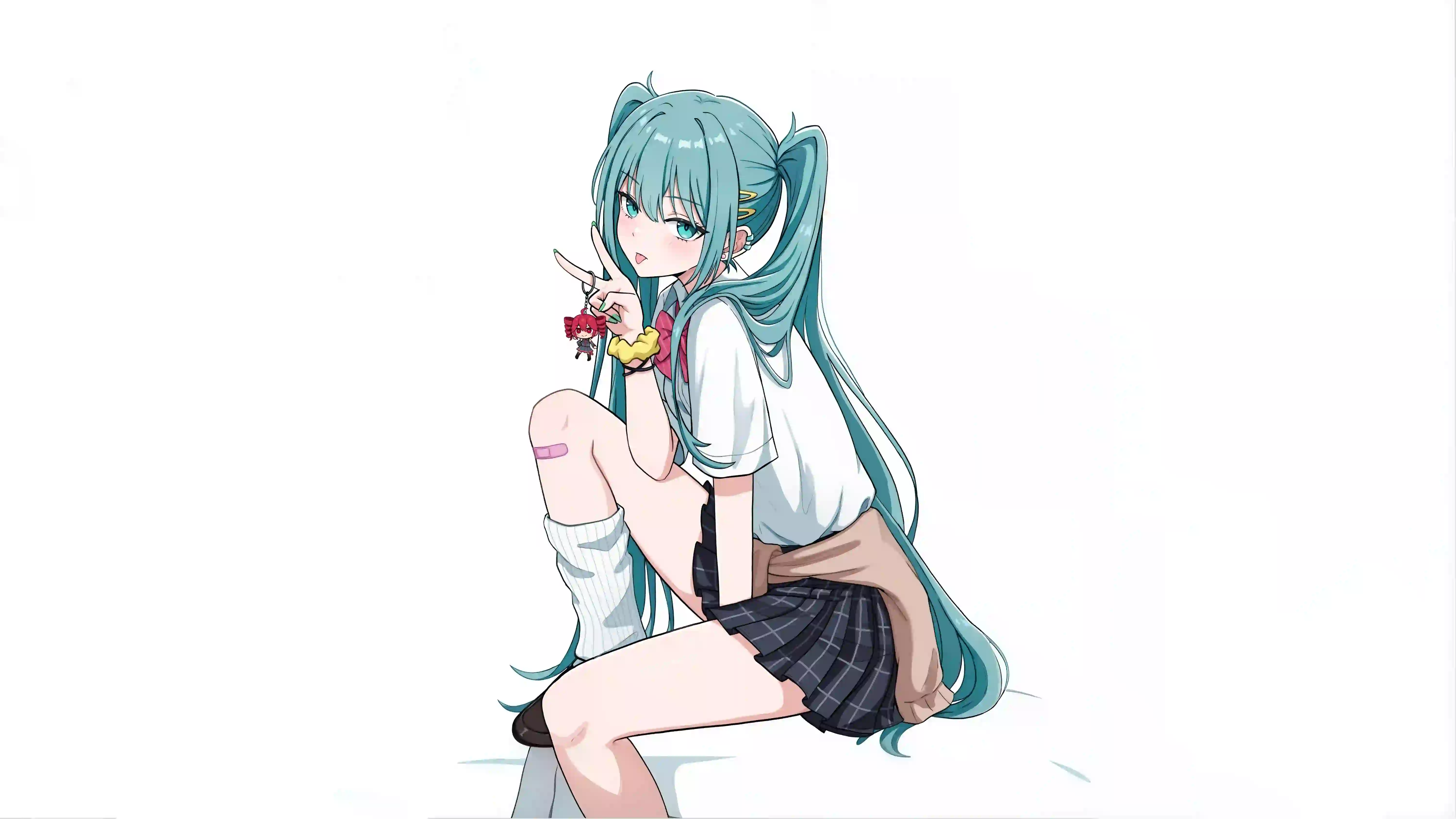 初音未来 长腿女孩 动漫女孩 蓝色头发 jk短裙