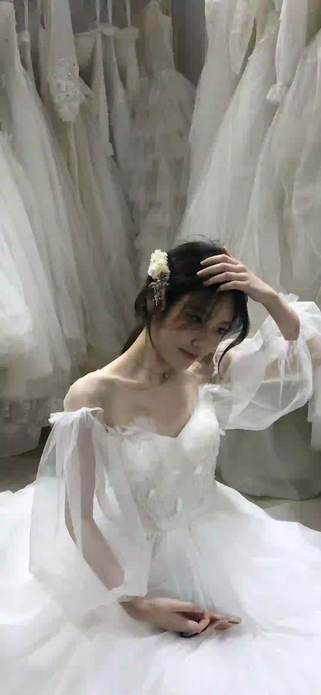 长发白裙美女 婚纱女孩 性感美女