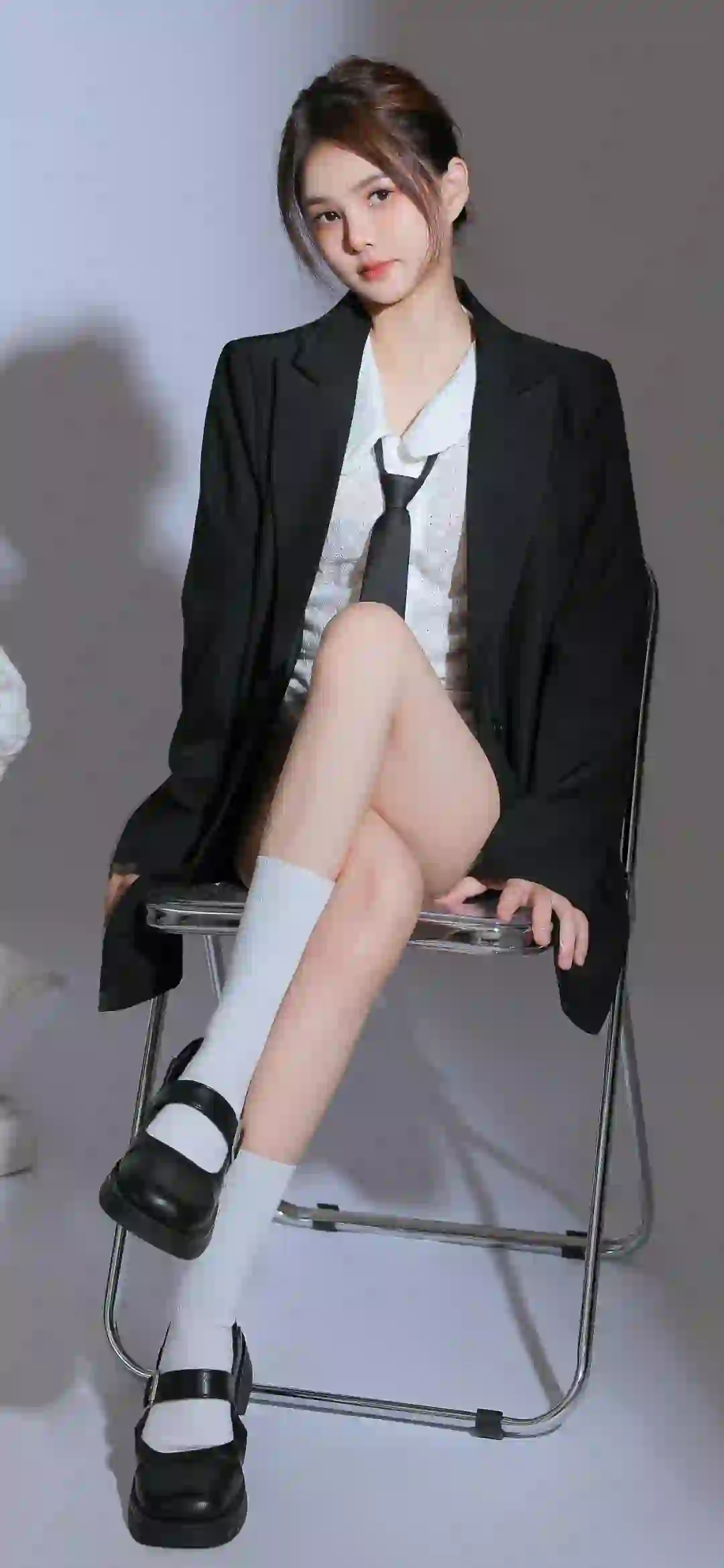 职业装 长发美女 长腿女孩 丝袜 白色丝袜 西装 