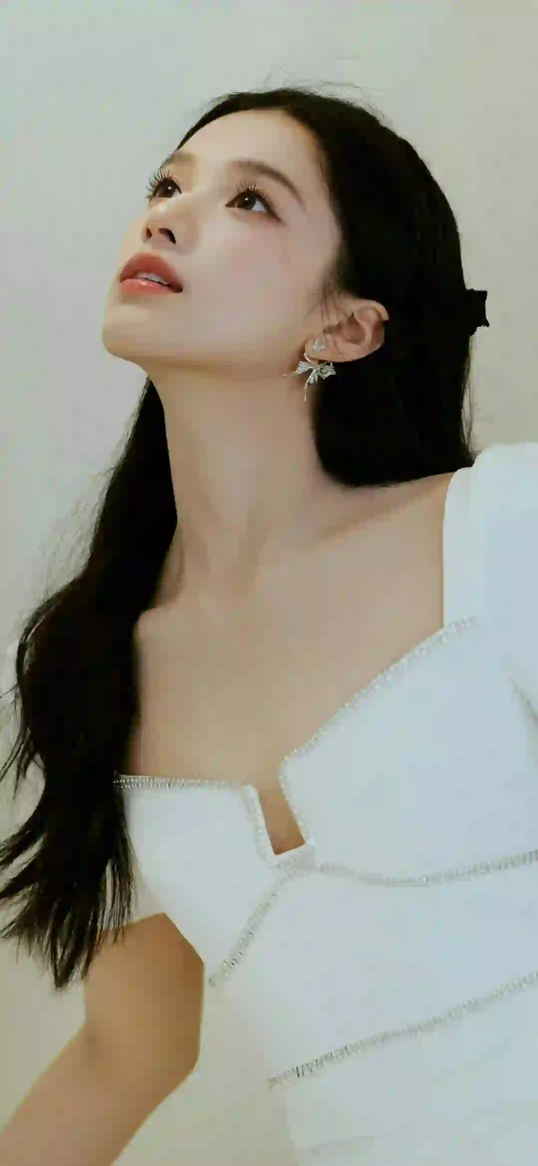 张婧仪 长发美女 白色长裙美女