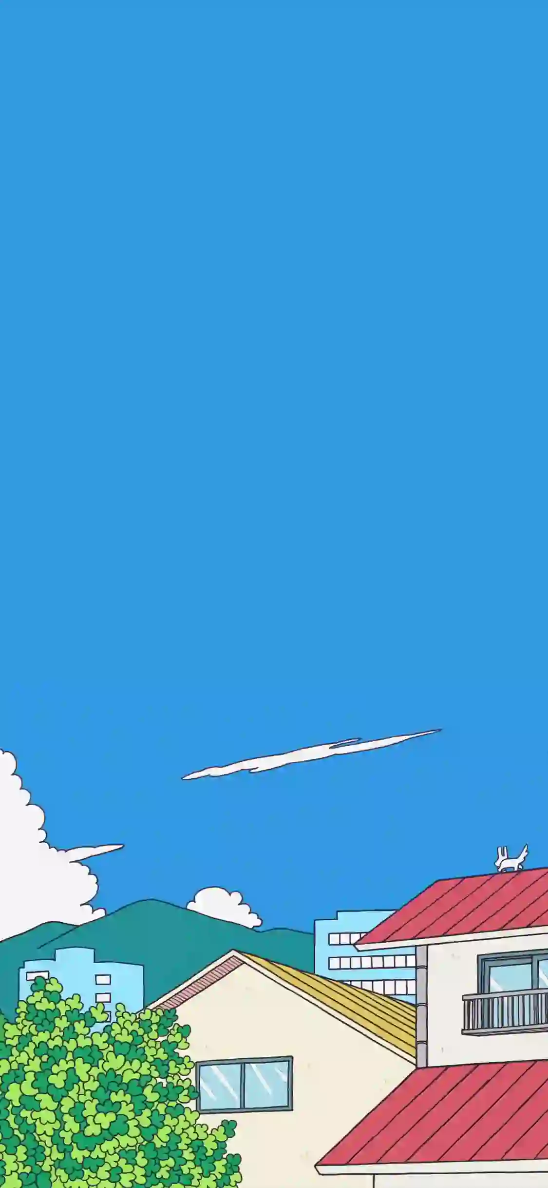 动漫风格小屋 蓝天白云