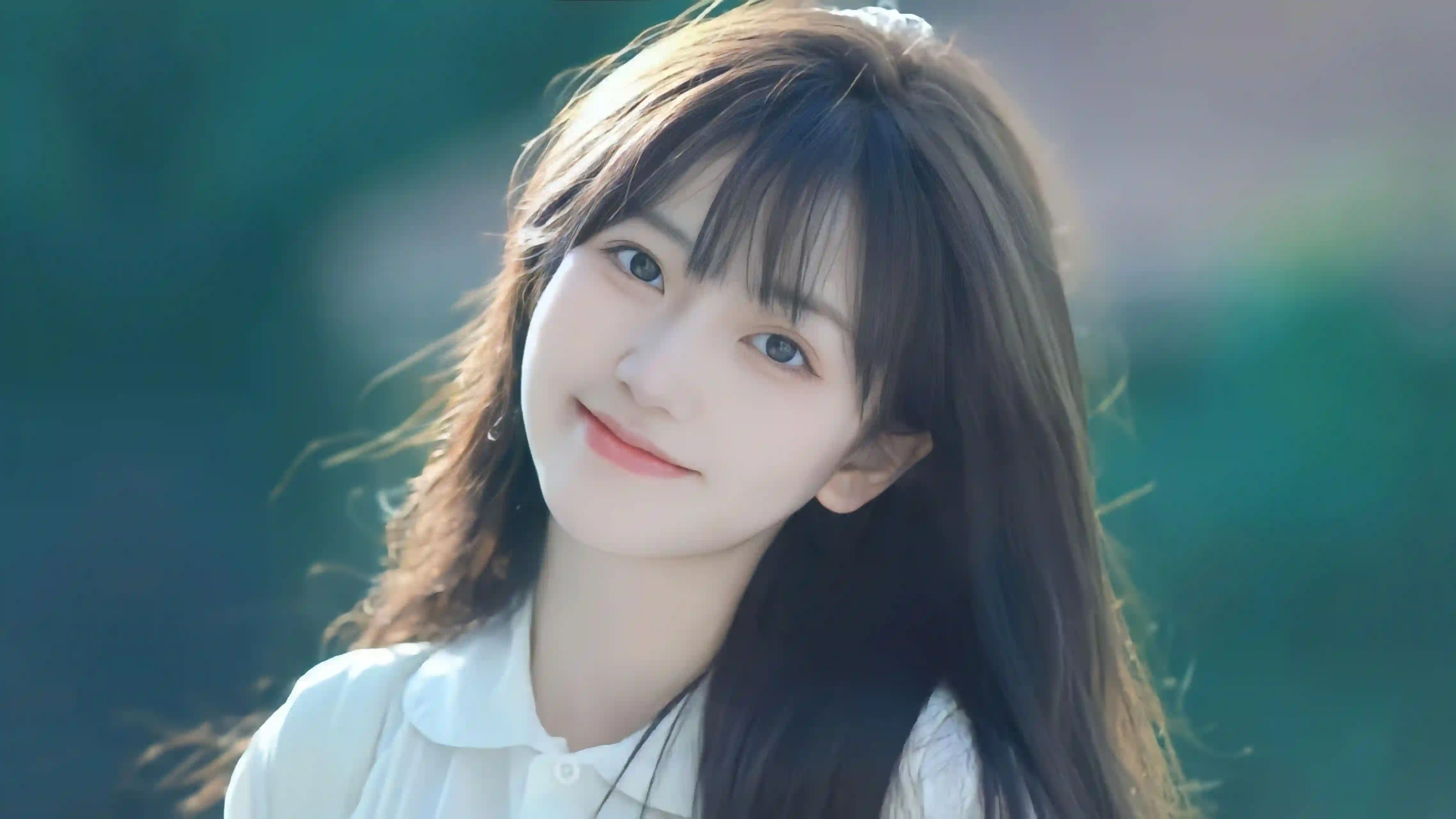长发美女 清新风格 可爱 微笑