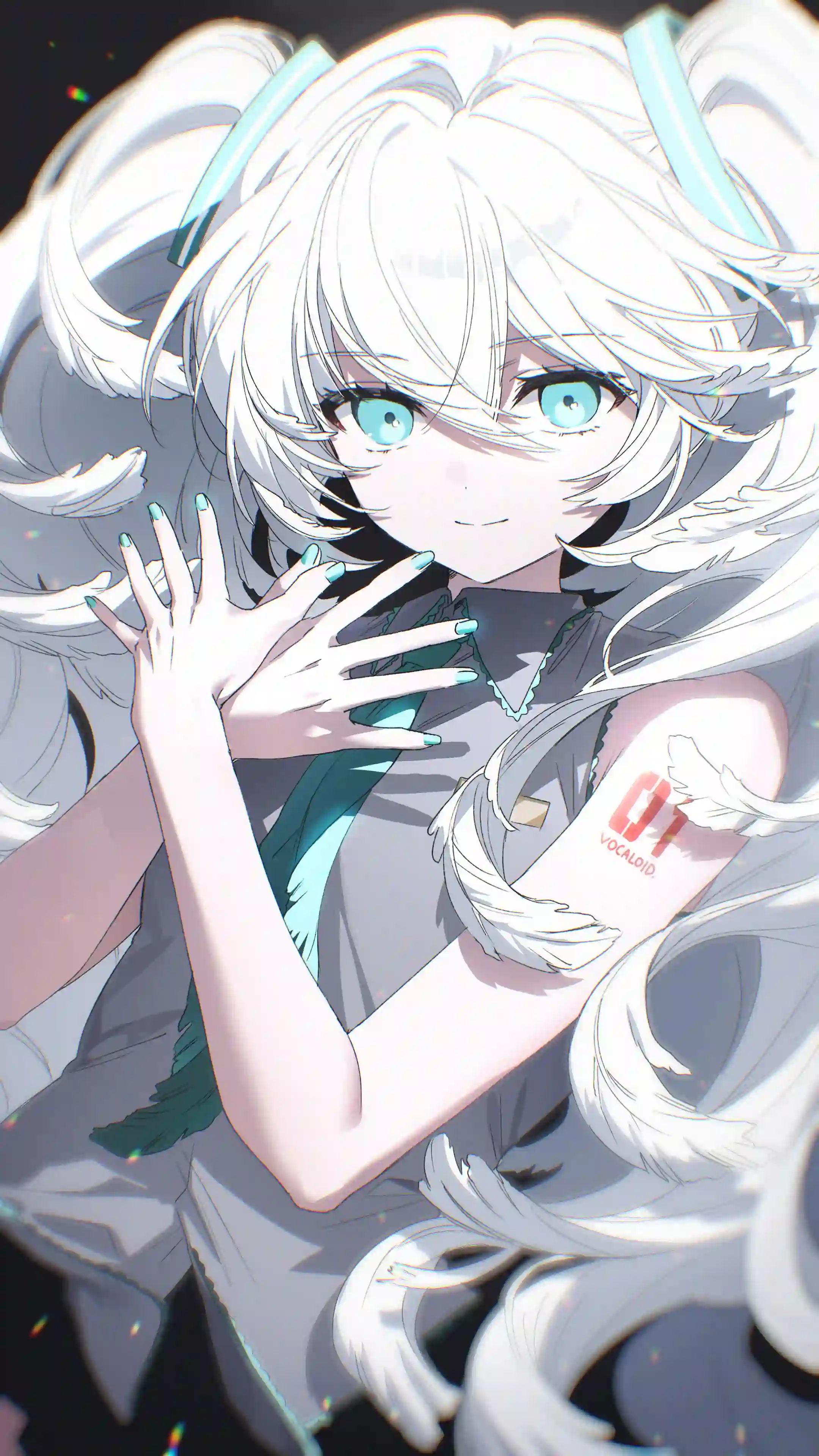 动漫女孩 白色头发 可爱 初音未来