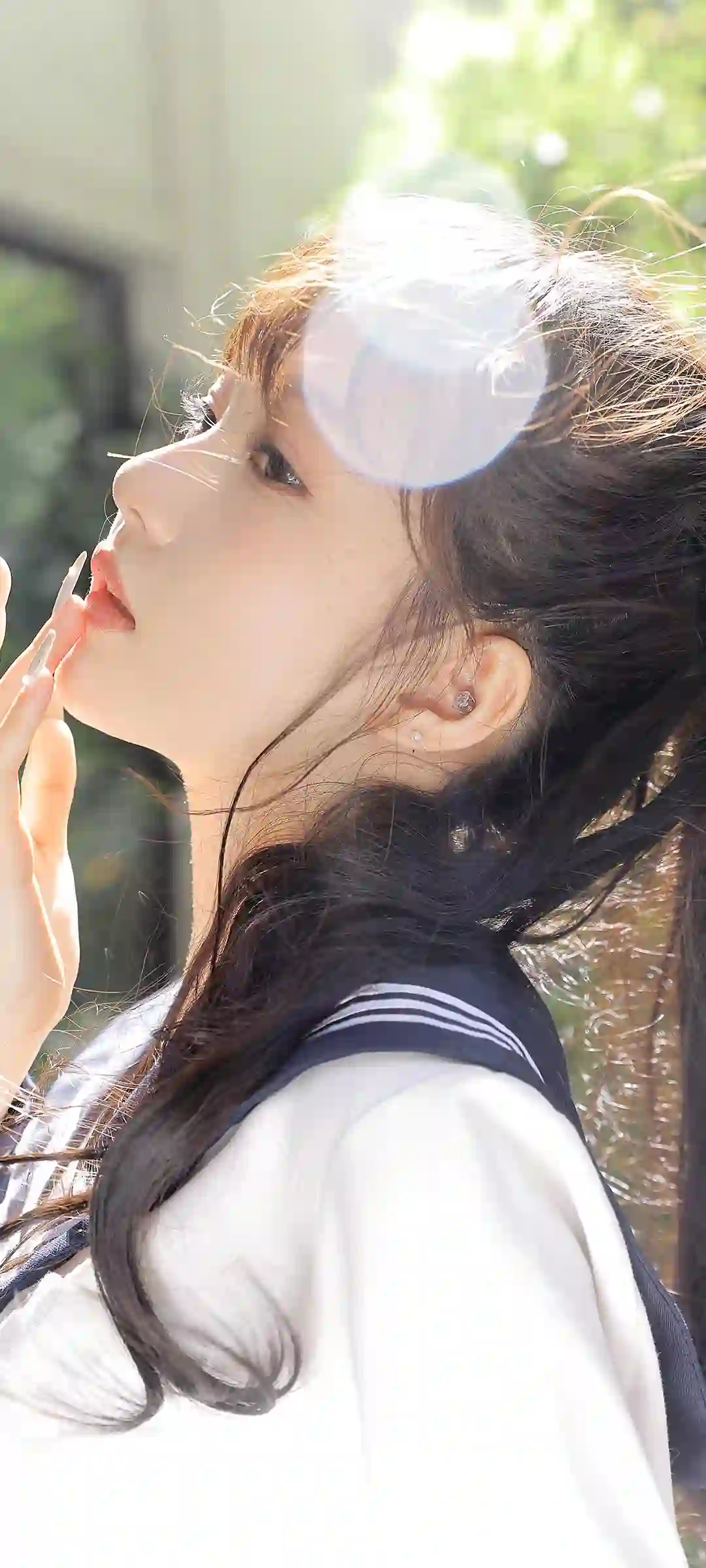 长发美女 学院风 户外 jk