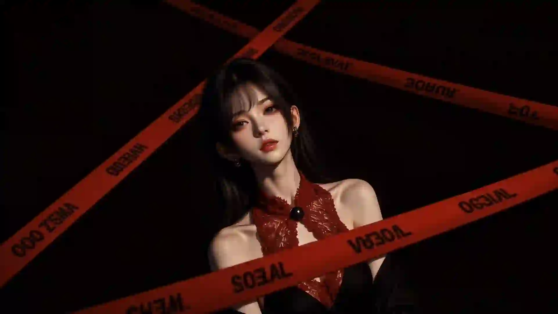 冷艳美女 个性壁纸 黑色背景 ai