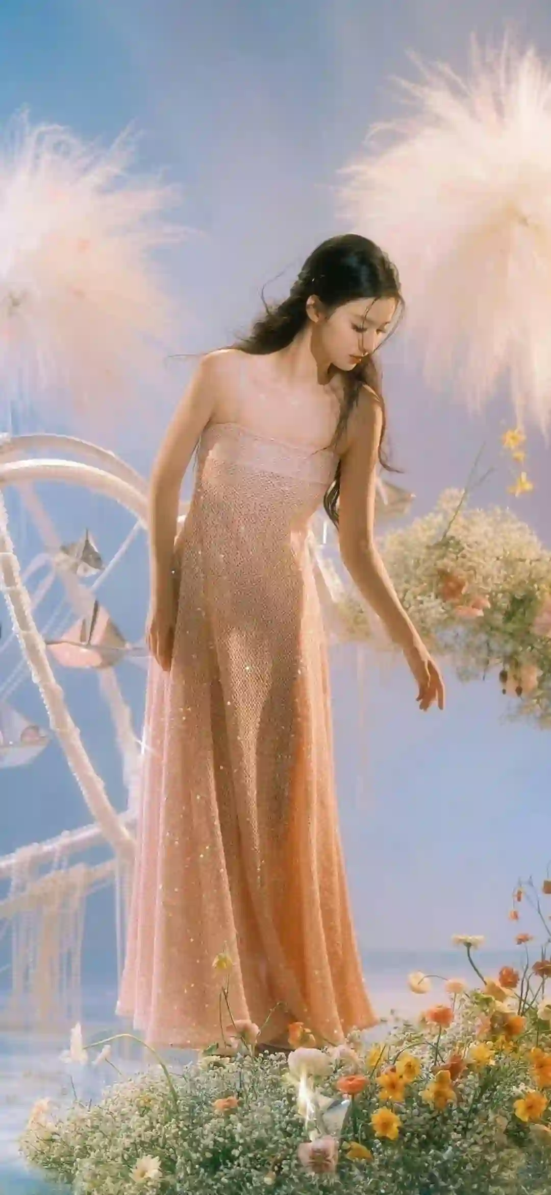 王楚然 长裙美女 抹胸美女 