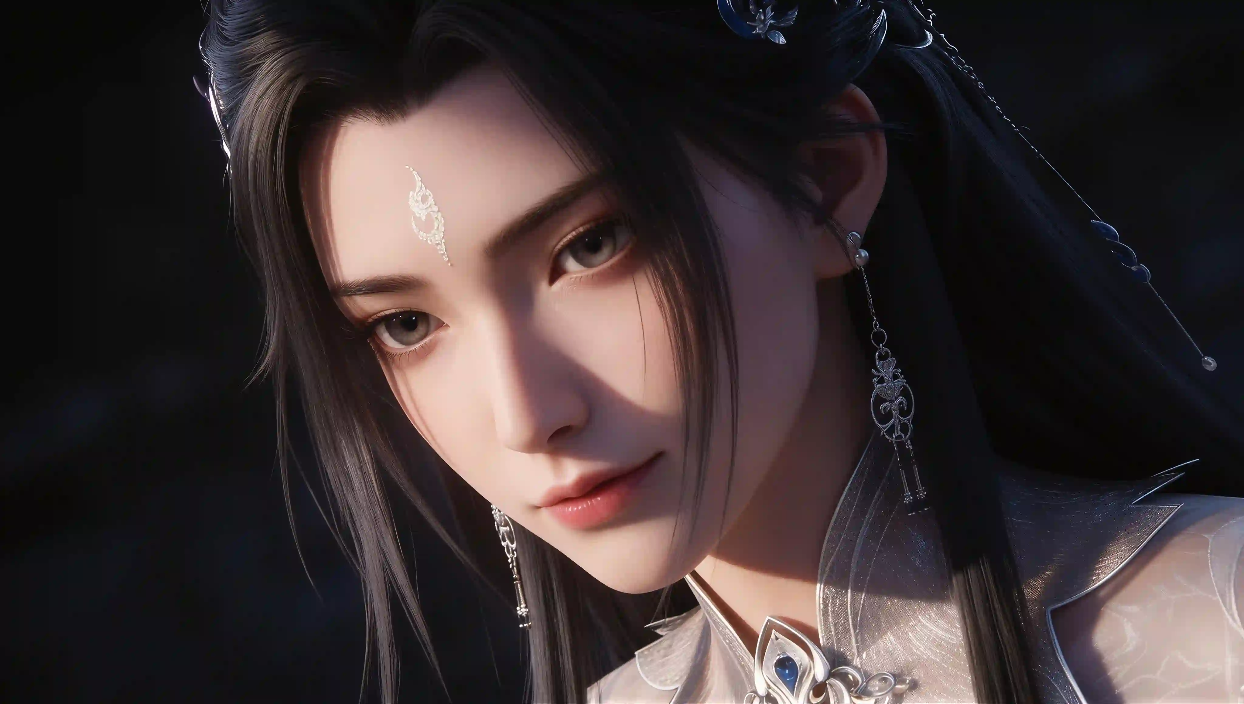 古风 仙侠 美女 3D人物 特写肖像 银饰装扮