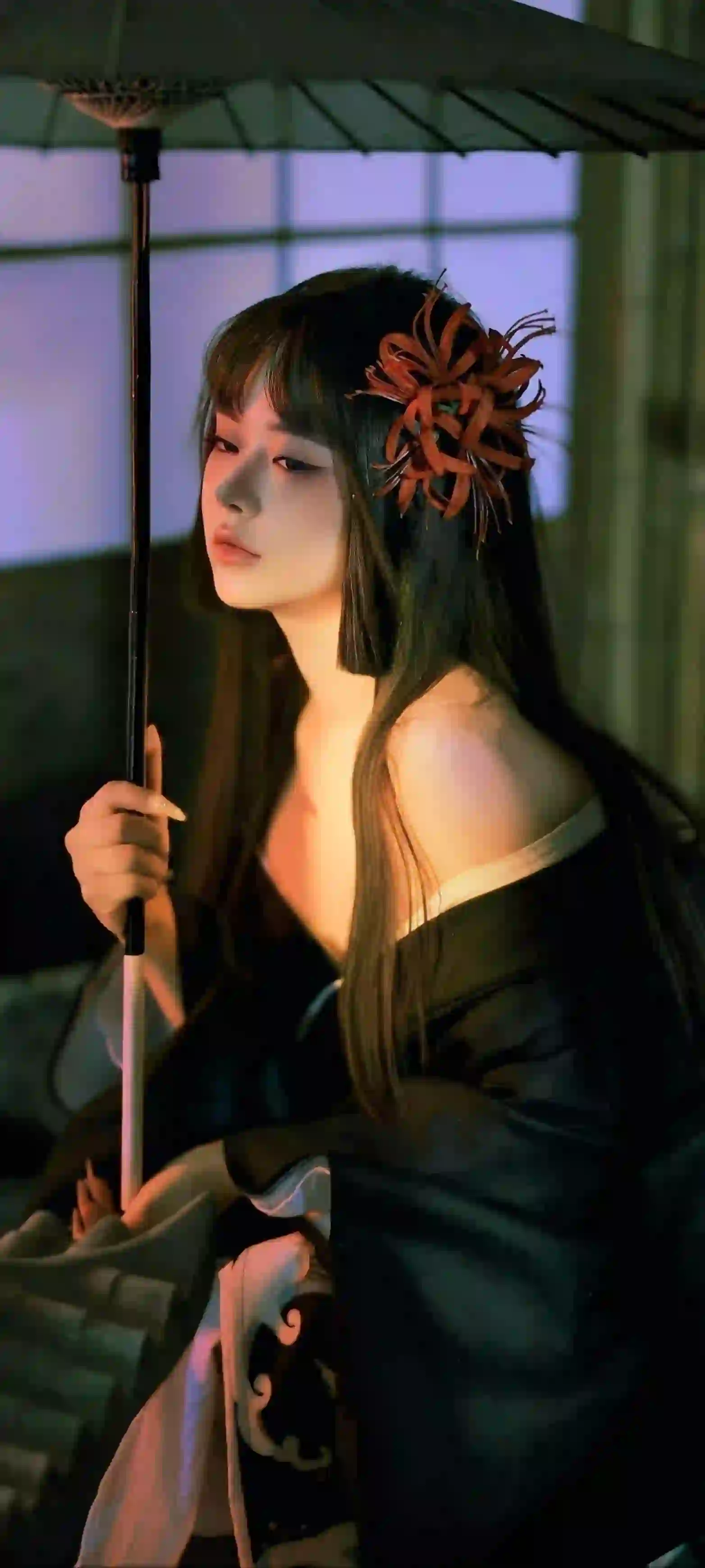 日式风格 和服穿搭 性感美女 漏肩穿搭 彼岸花