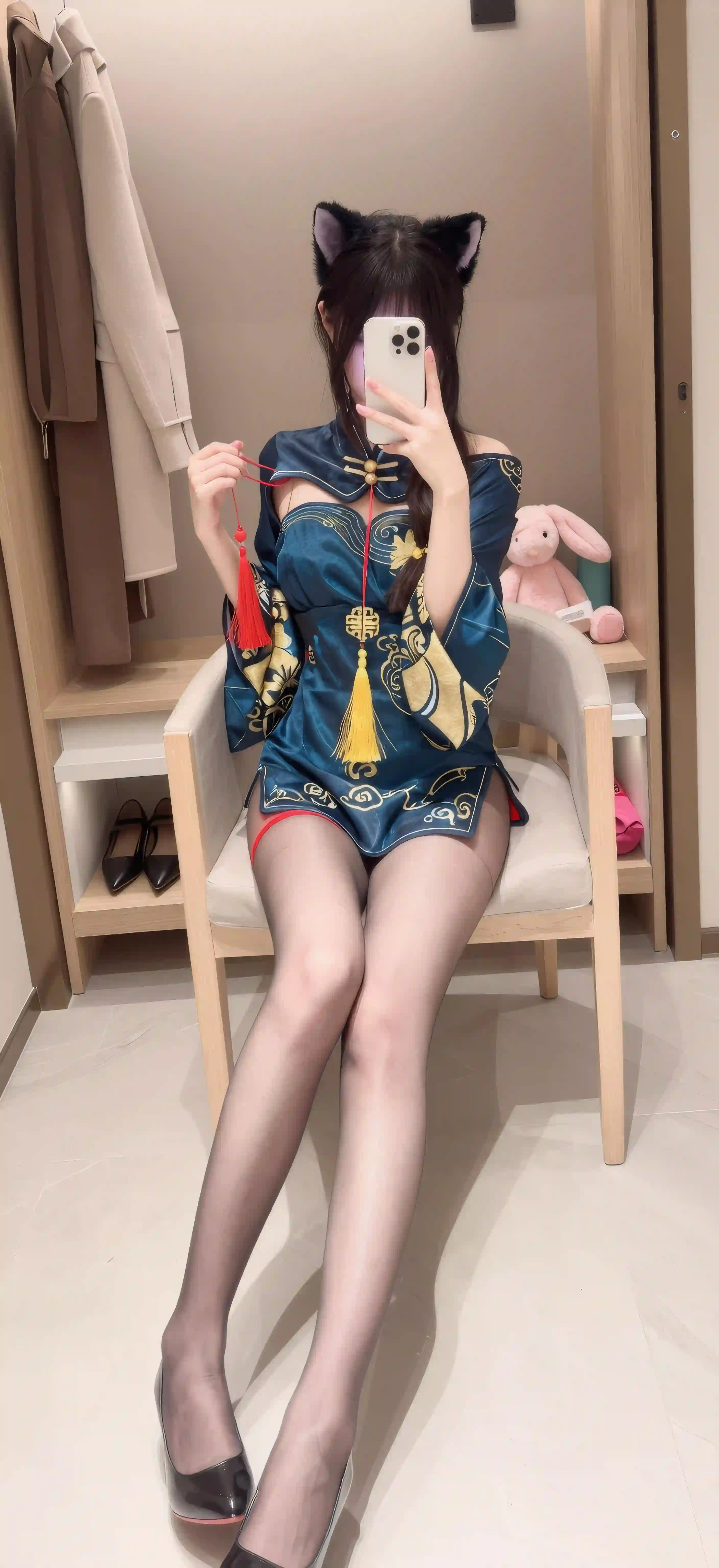 长发性感美女 长腿美女 国风穿搭 丝袜 黑丝 丝袜美腿