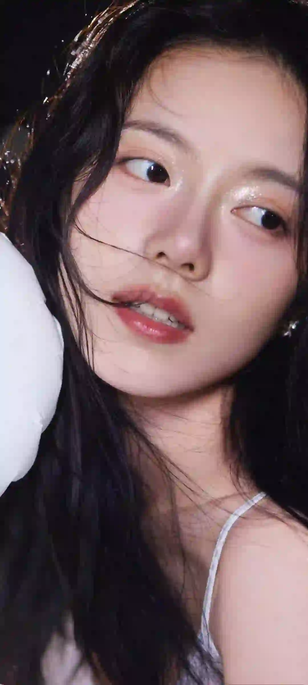 长发女孩 清纯美女 吊带 白色吊带 唯美