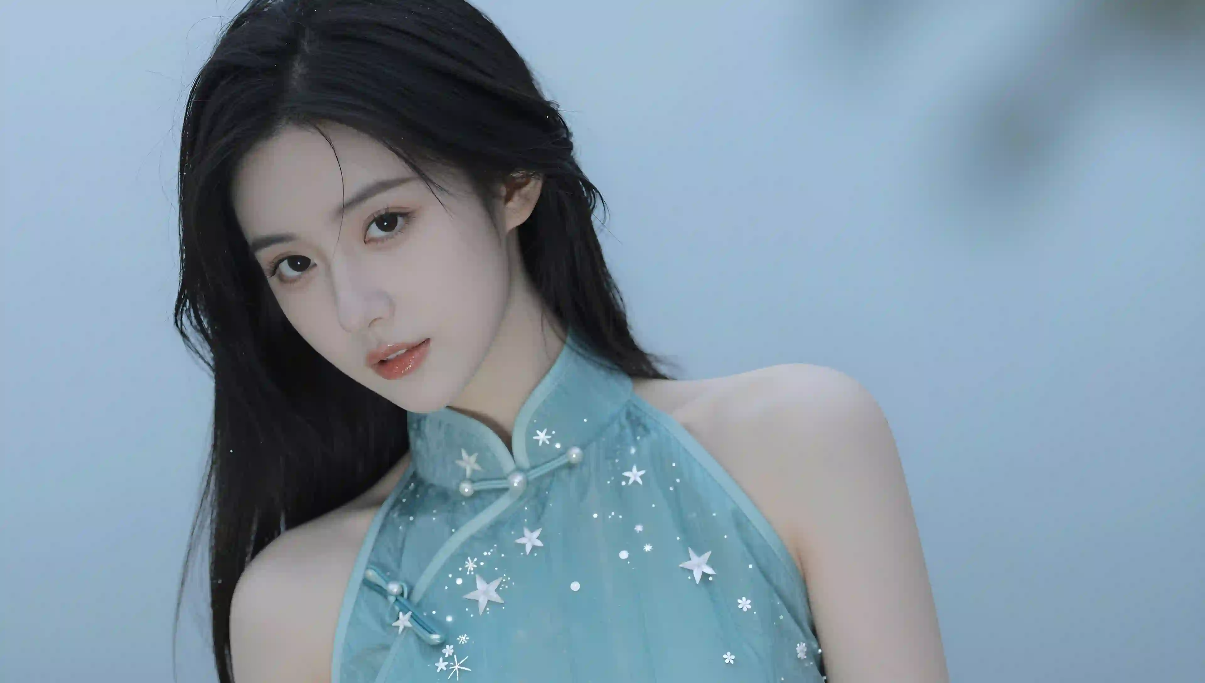 浅蓝 旗袍 少女 唯美 肖像 人像