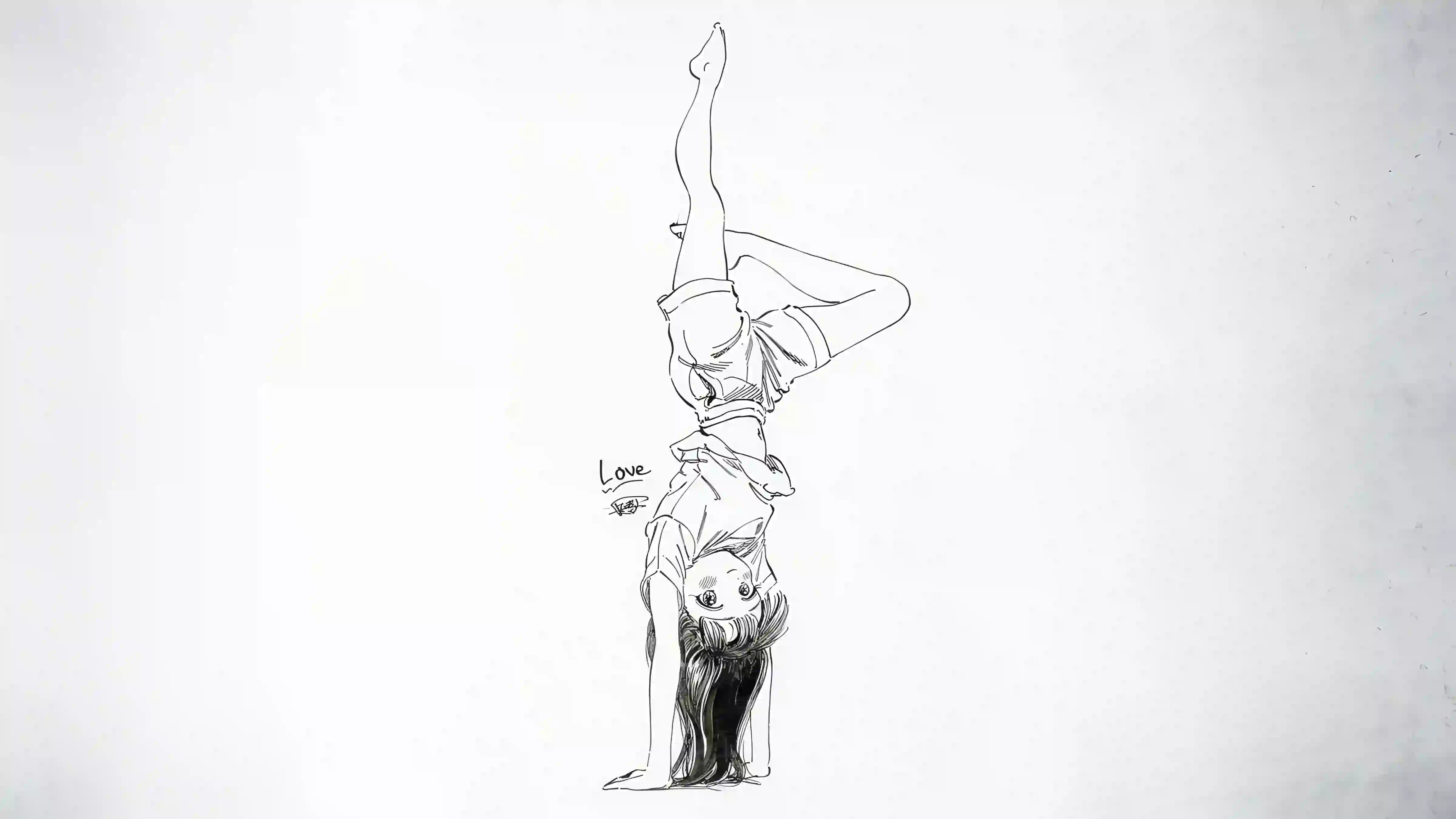 线稿 倒立姿势 倒立少女