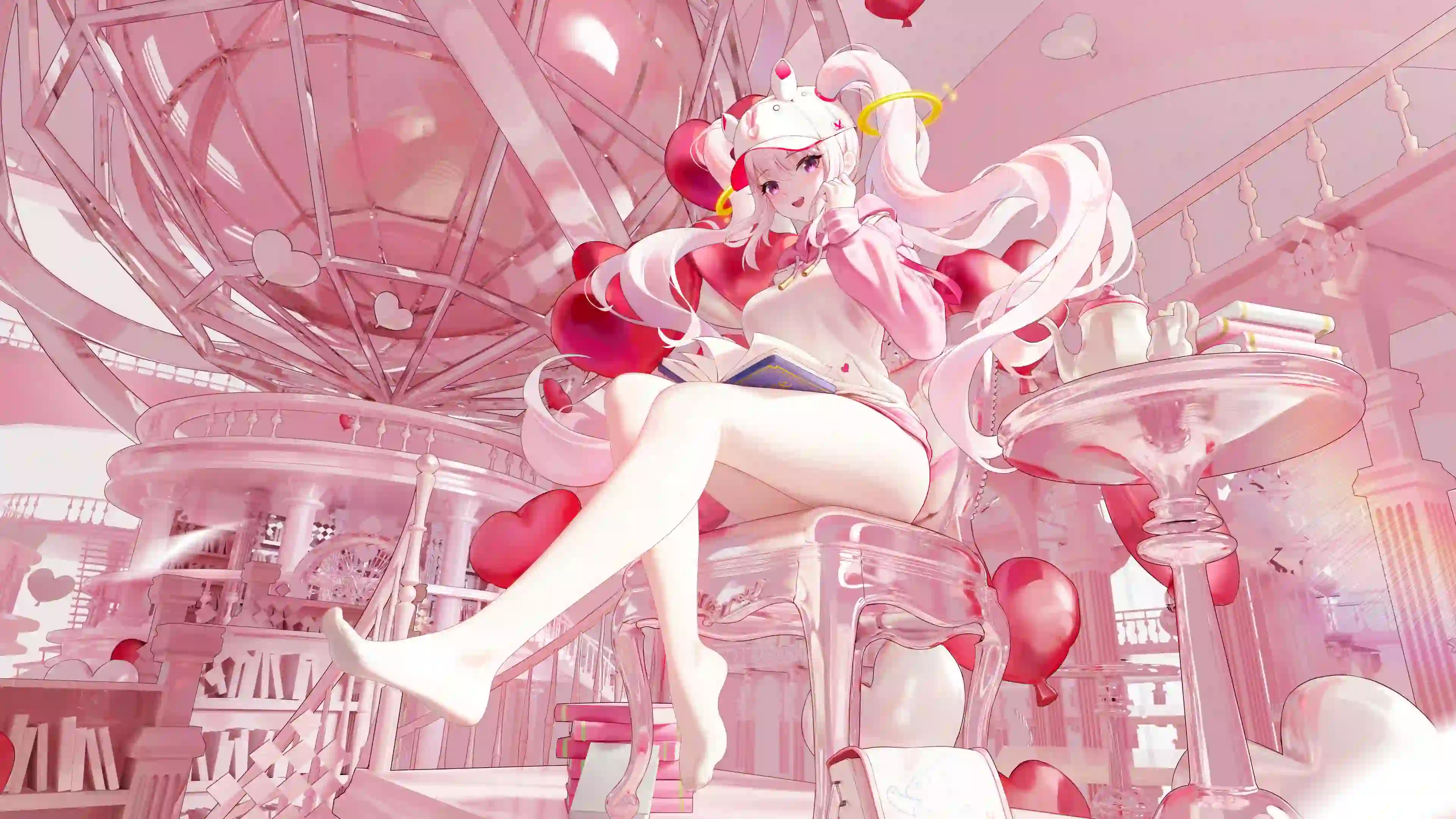 粉色梦幻场景 动漫女孩 二次元女孩 粉色