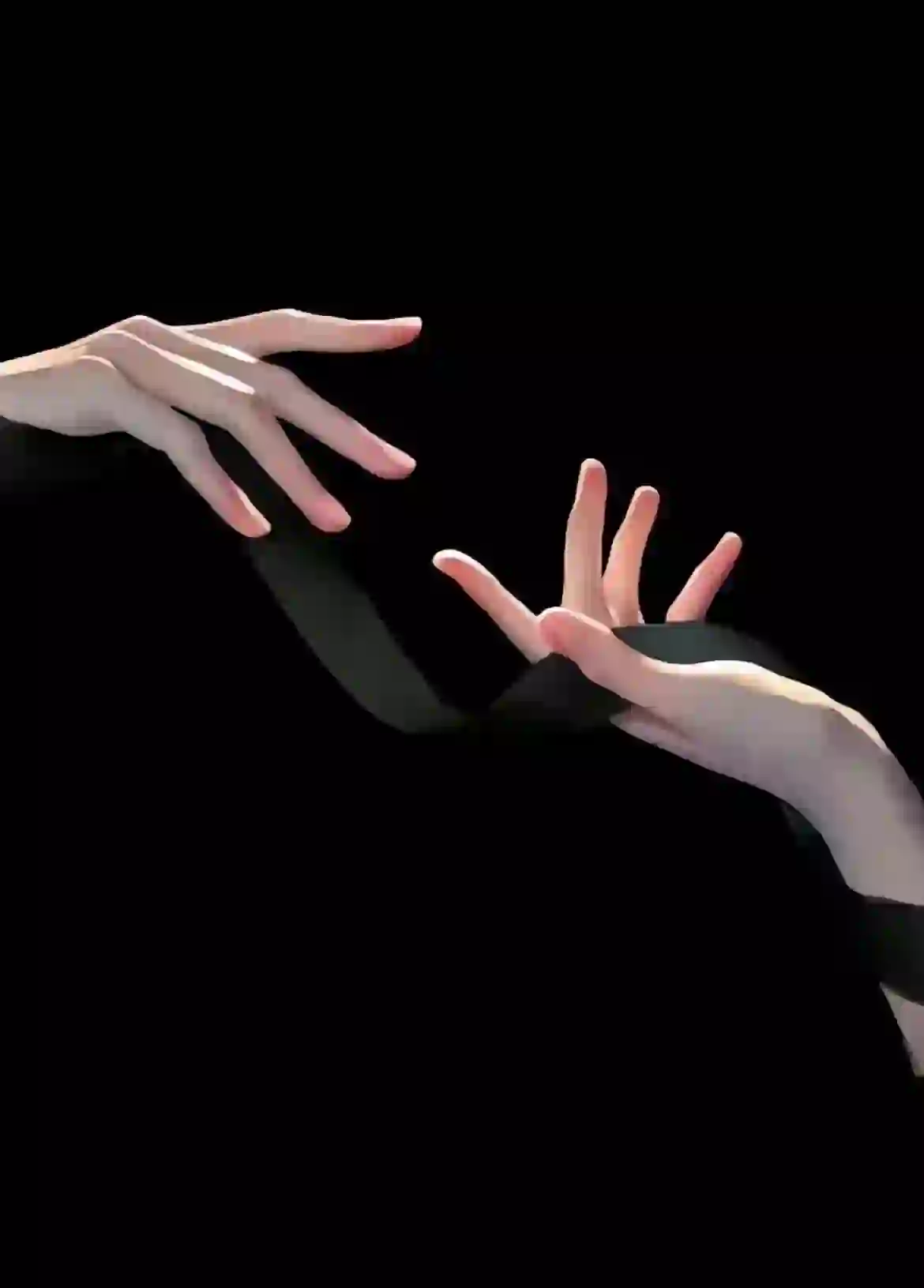 黑色丝带 手 纯色背景