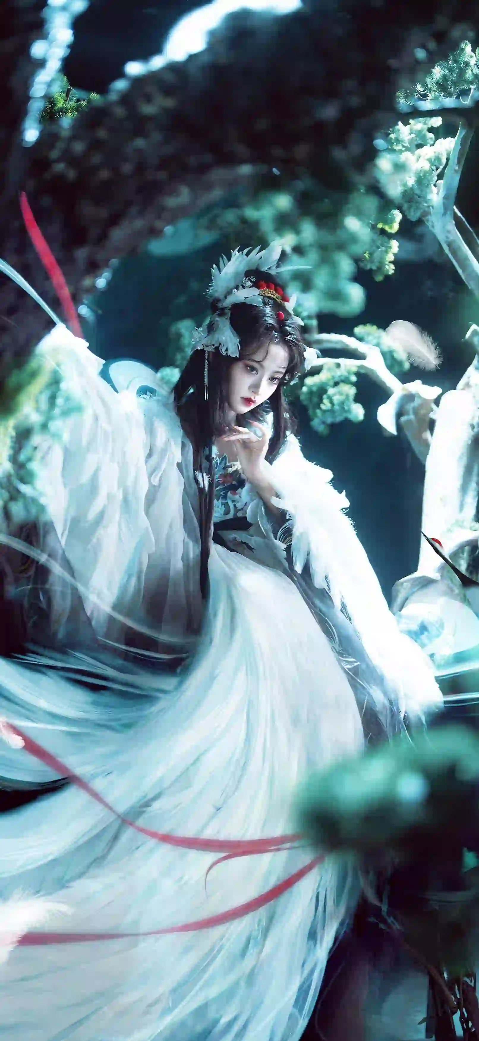 长发美女 古风汉服美女 羽毛