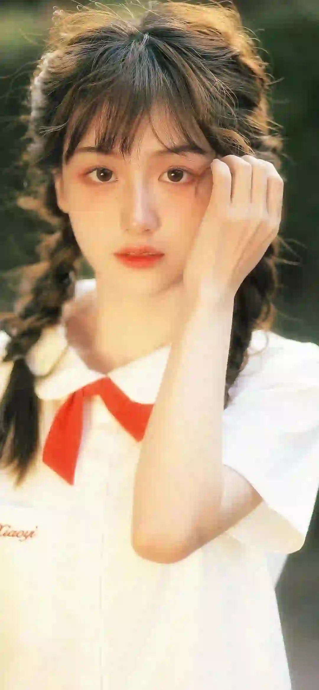 学院风 小清新 双马尾长发清纯女孩 白色衬衫