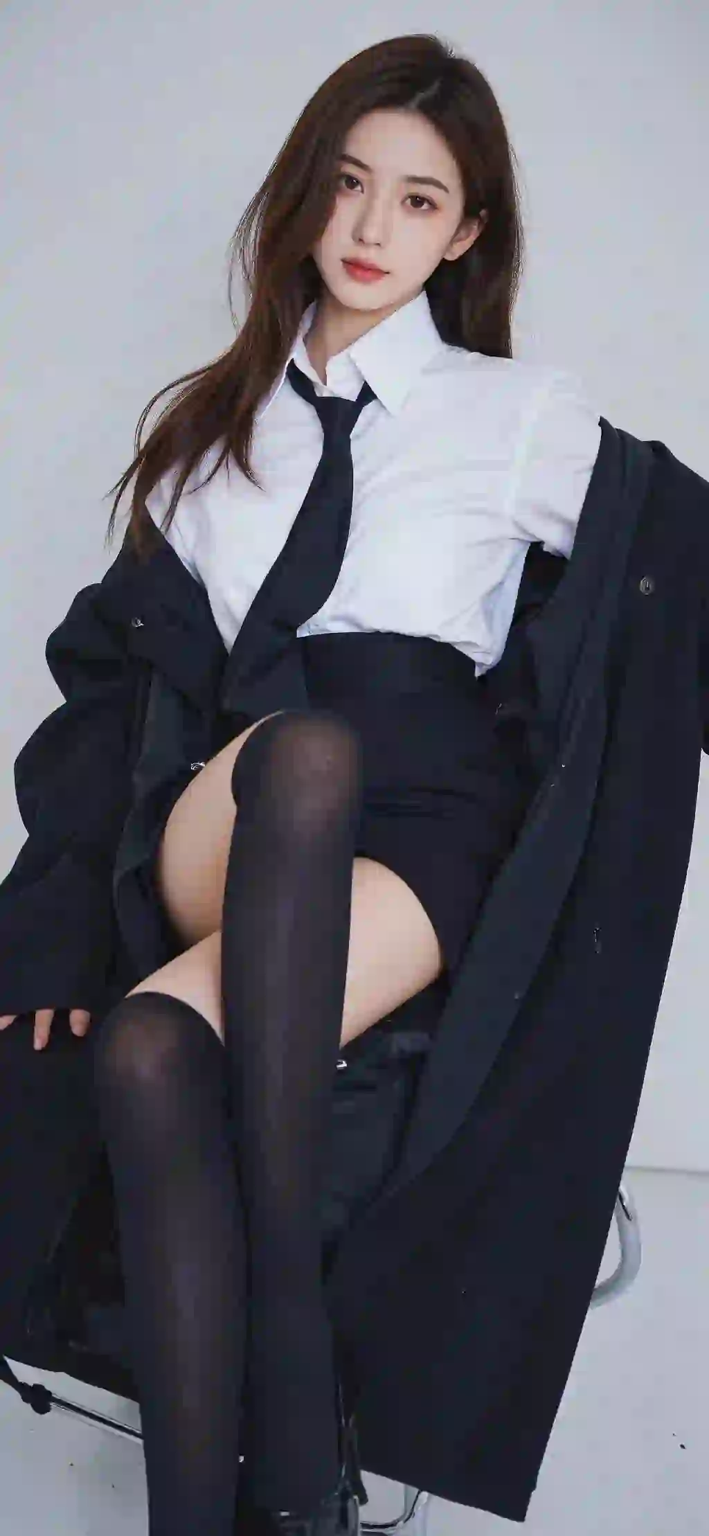 长腿丝袜美女 写真 白色衬衫 性感