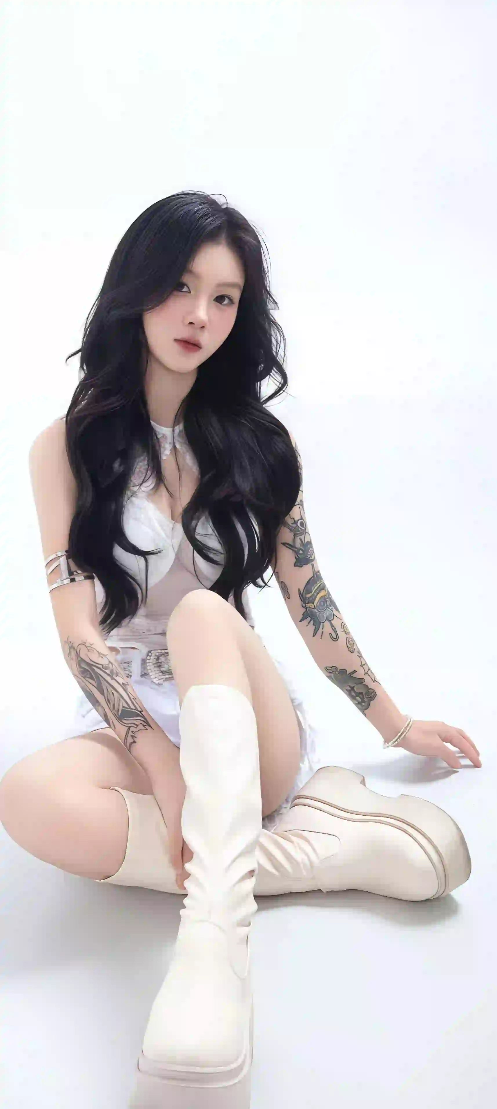 个性 长发美女 纹身 个性穿搭 清纯