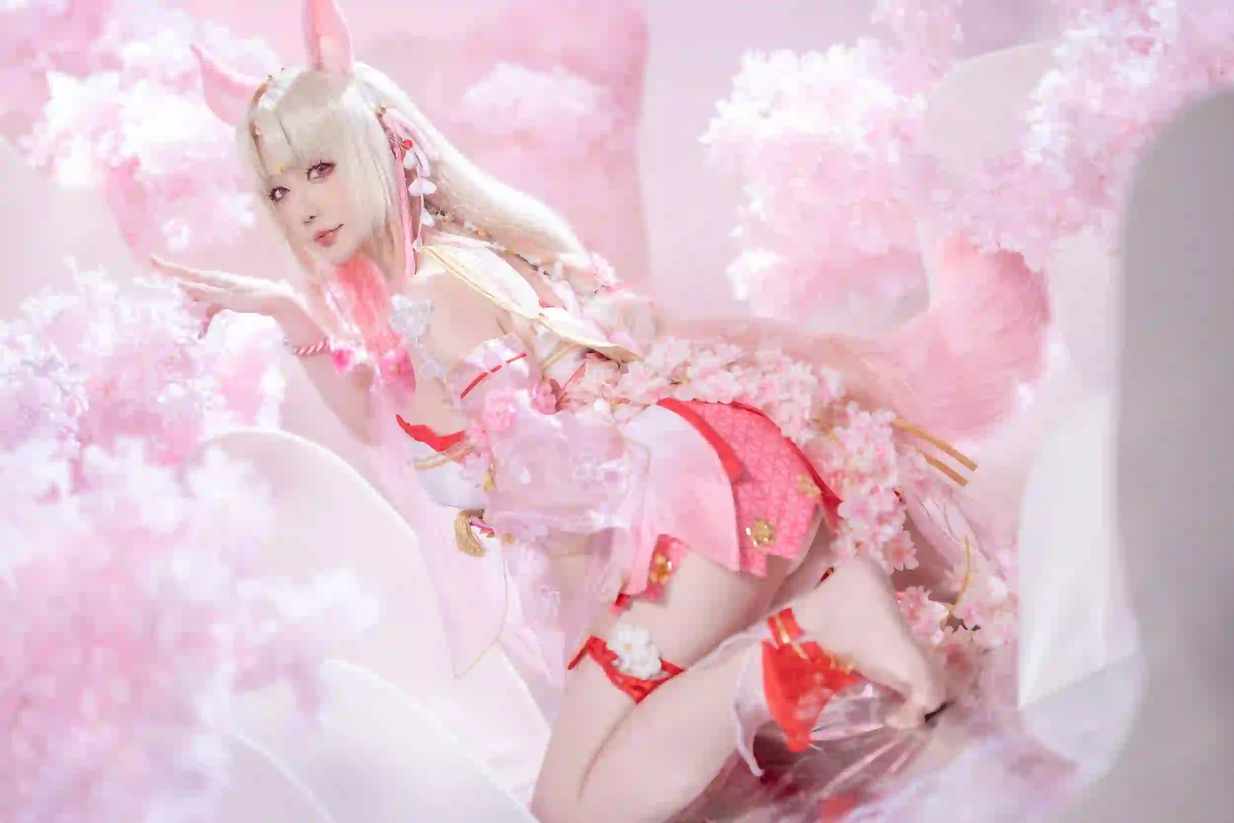 阿狸cos 粉色主题 狐狸耳朵 性感美女 可爱