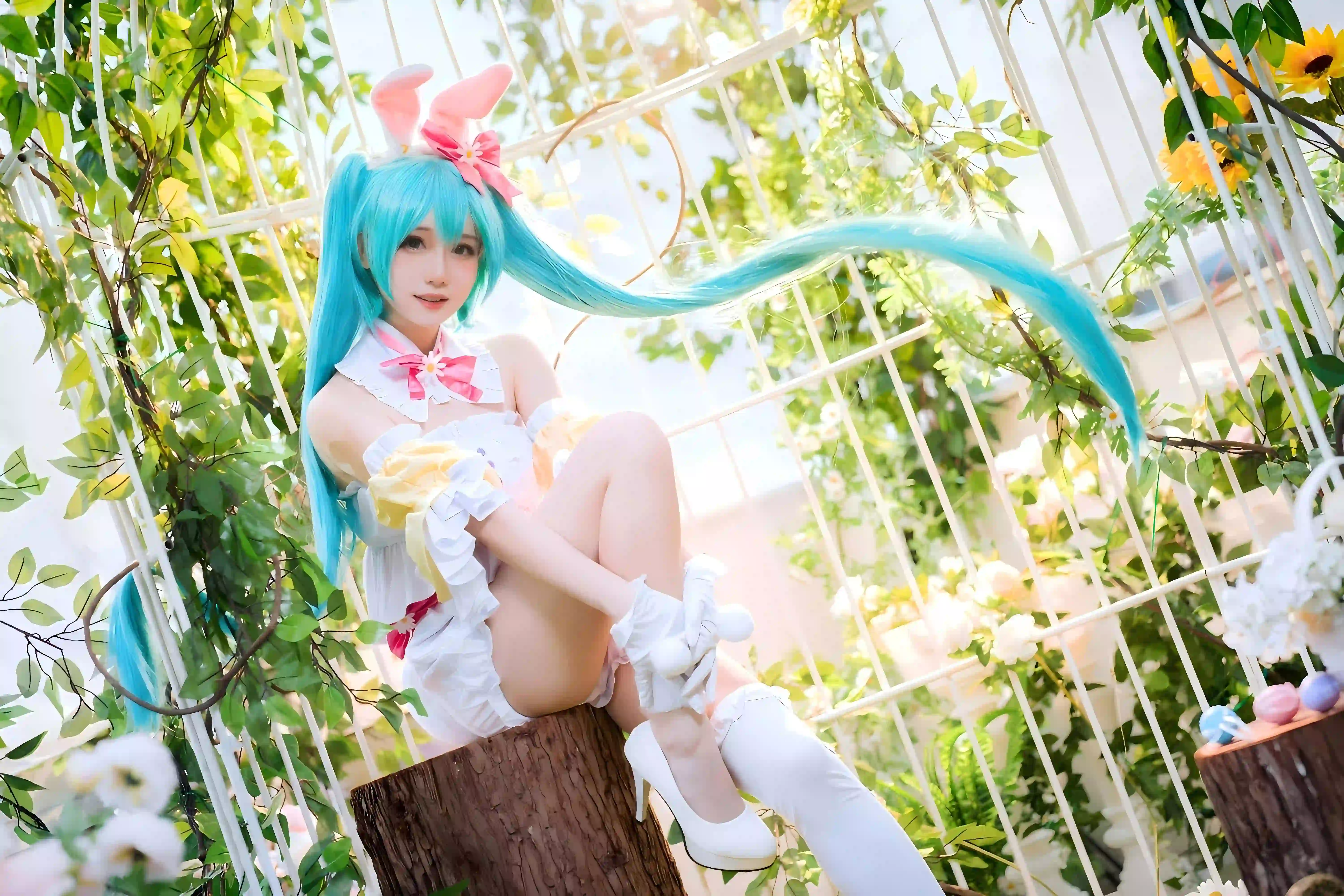 coser cosplay 初音未来 蓝色长发 长腿美女 写真