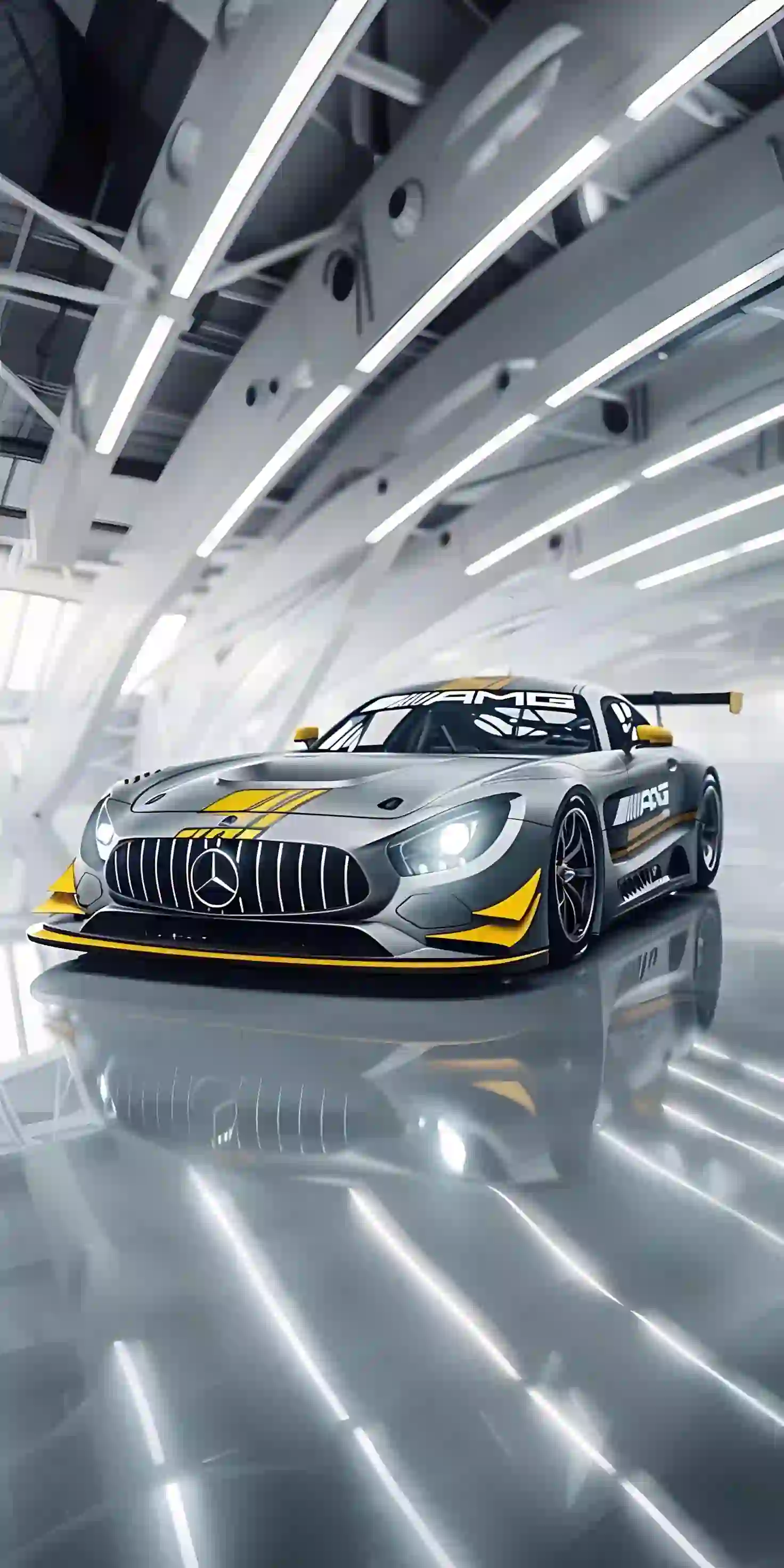 银色车身 跑车 酷酷 奔驰AMG赛车 科技写实风