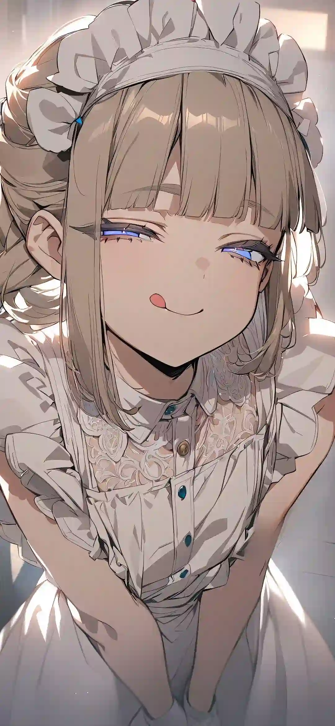 动漫 可爱女孩 调皮 白色长裙 灰色头发