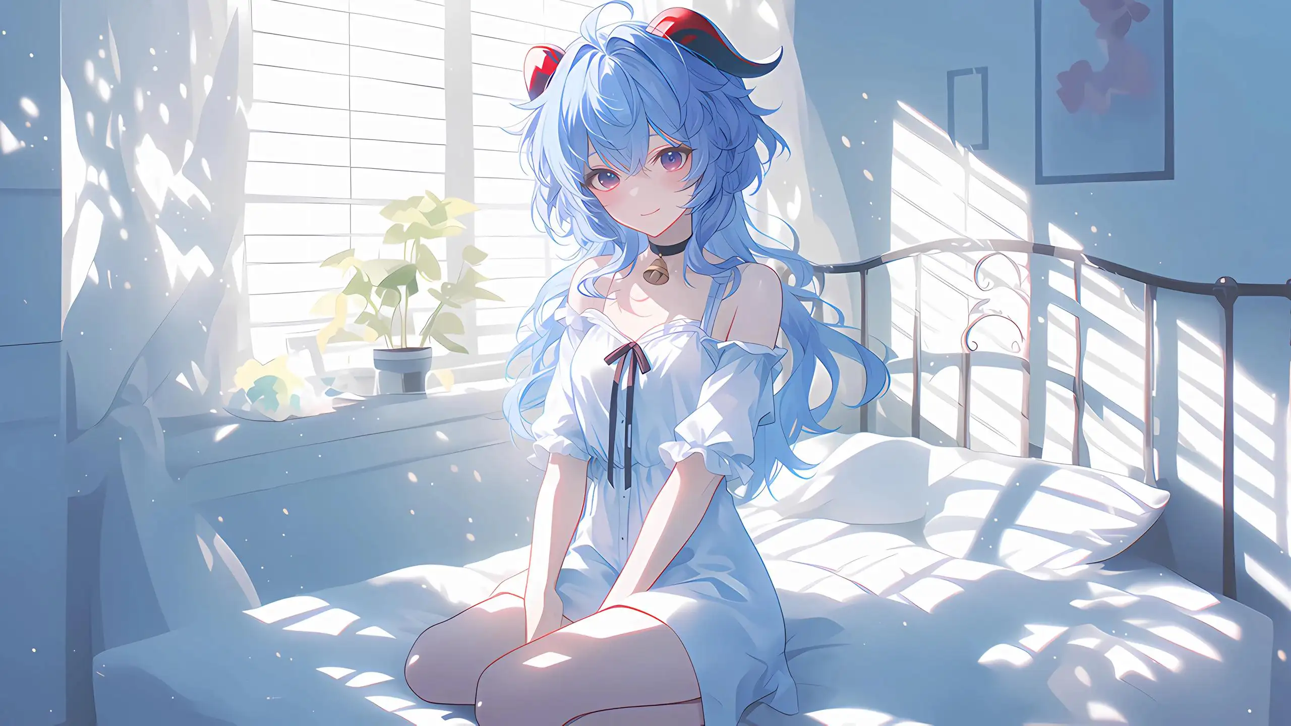 蓝发可爱女孩