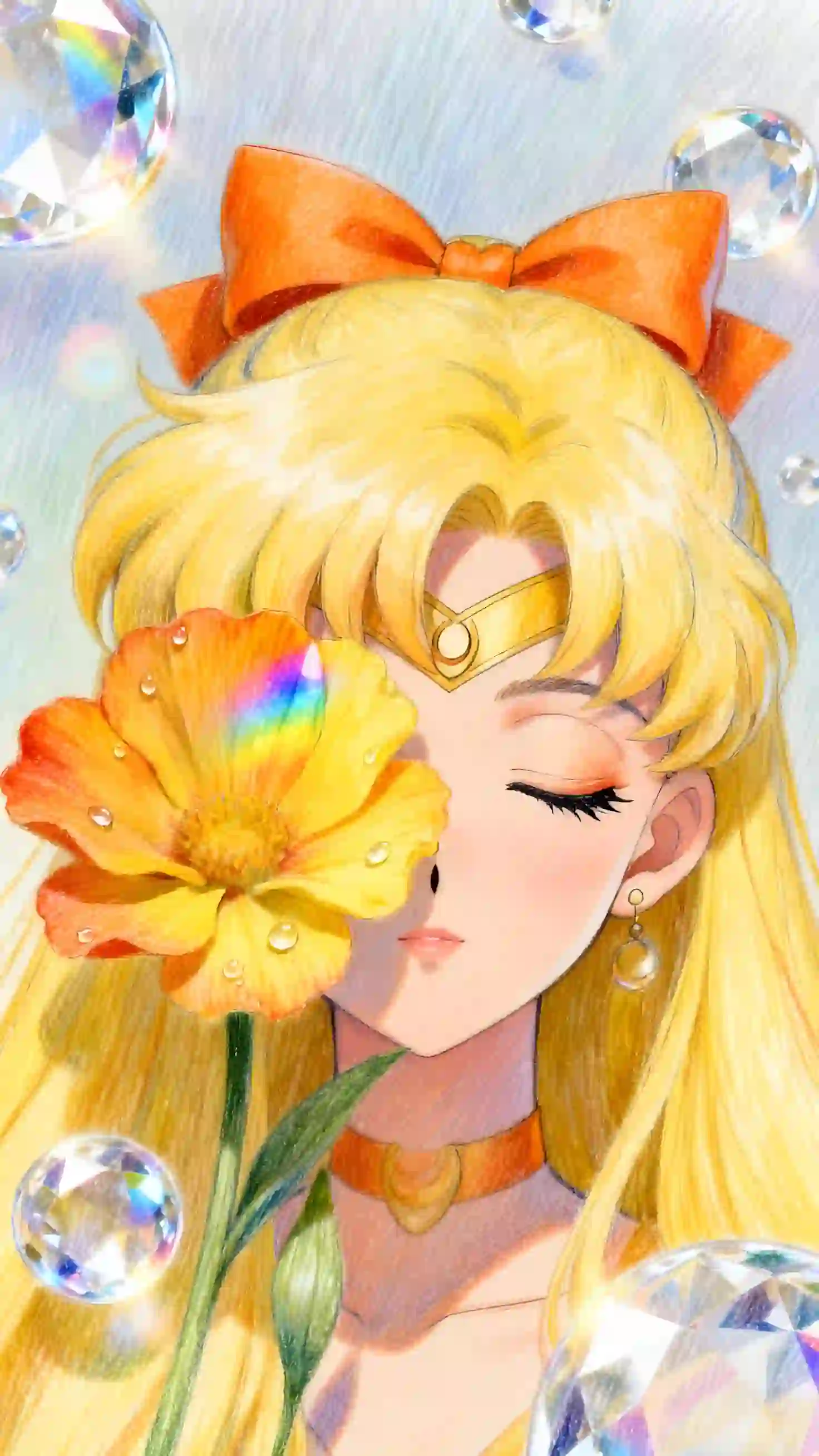 公主 黄色花朵 黄色头发 