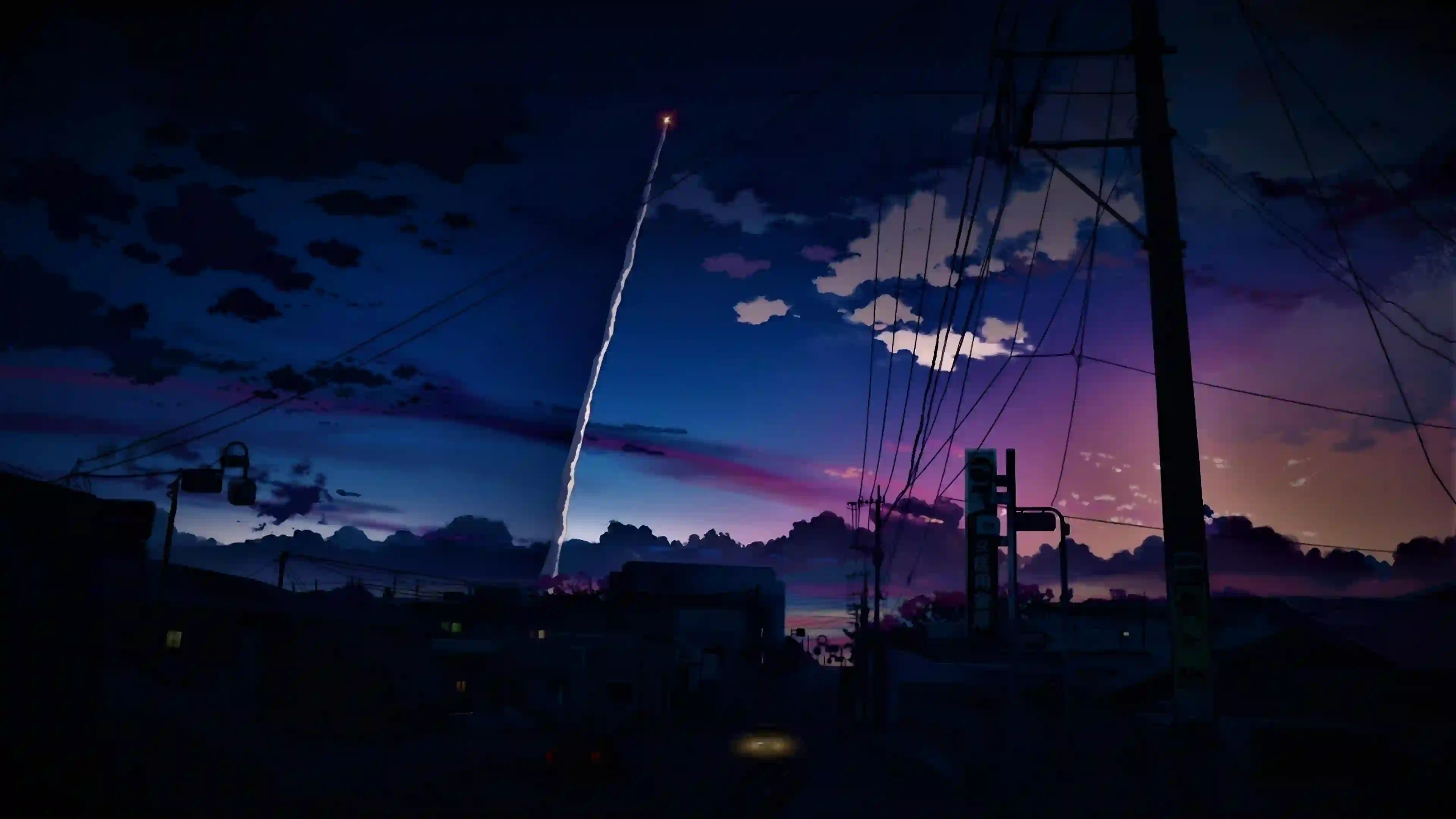 晚霞 天空 流星 城市街道 唯美风景 日式夜景