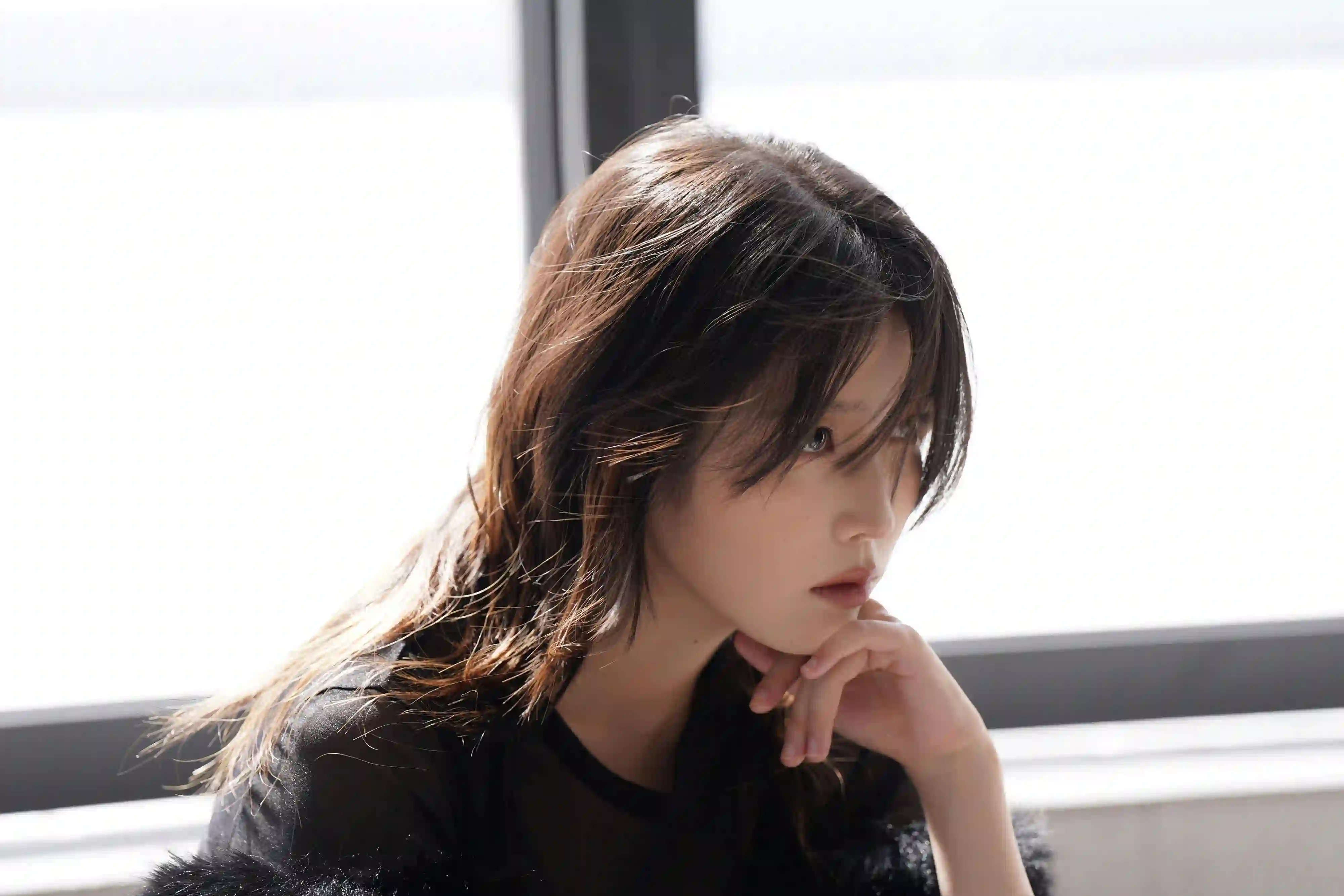 长发美女 美女明星 李知恩 IU 清纯美女 侧脸