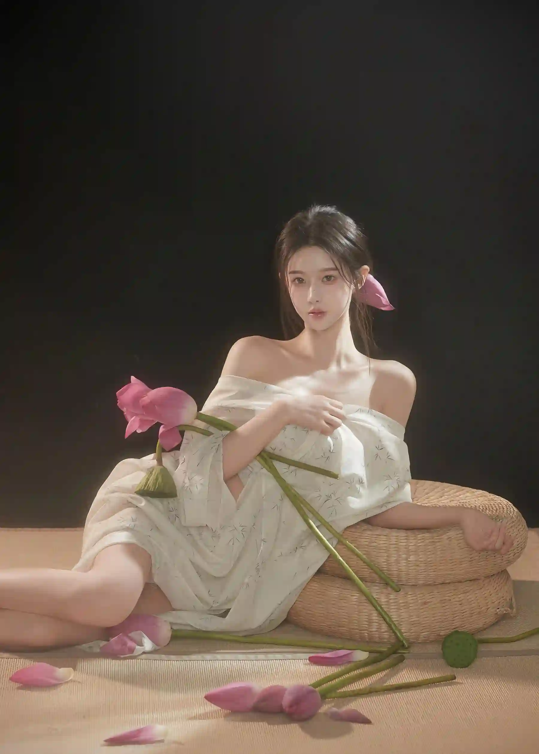 古风美女 性感美女 古风 花 荷花 古典美女 