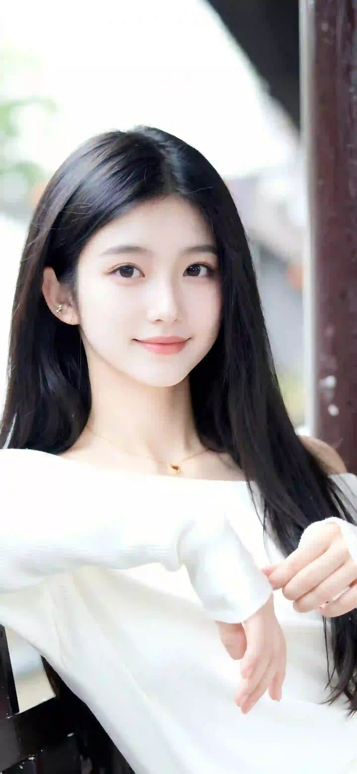 美女 长发美女 唯美 清纯 甜美 微笑 白色衣服