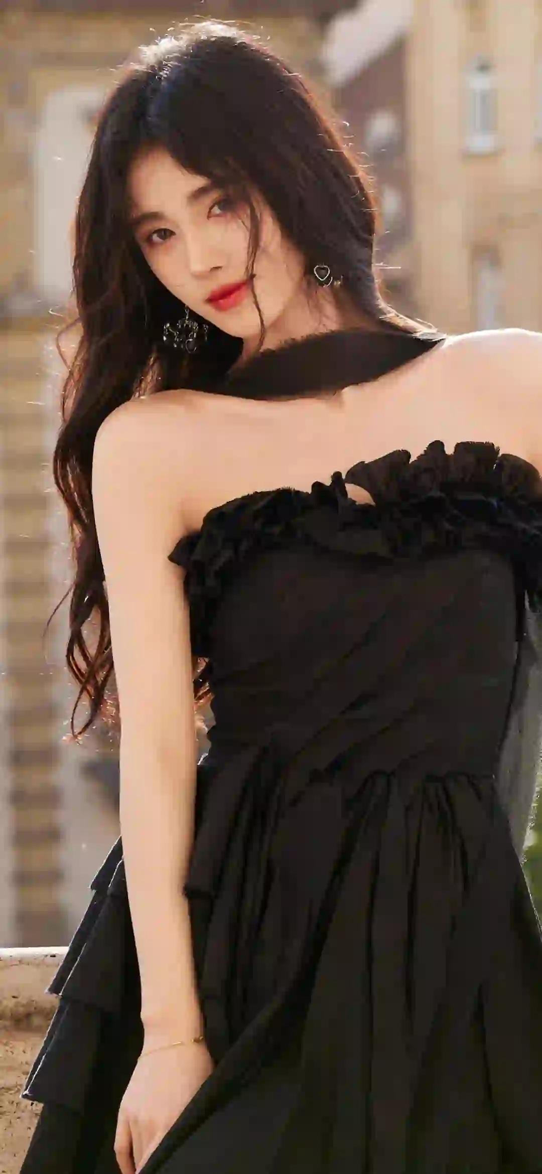 鞠婧祎 抹胸长裙美女 性感美女