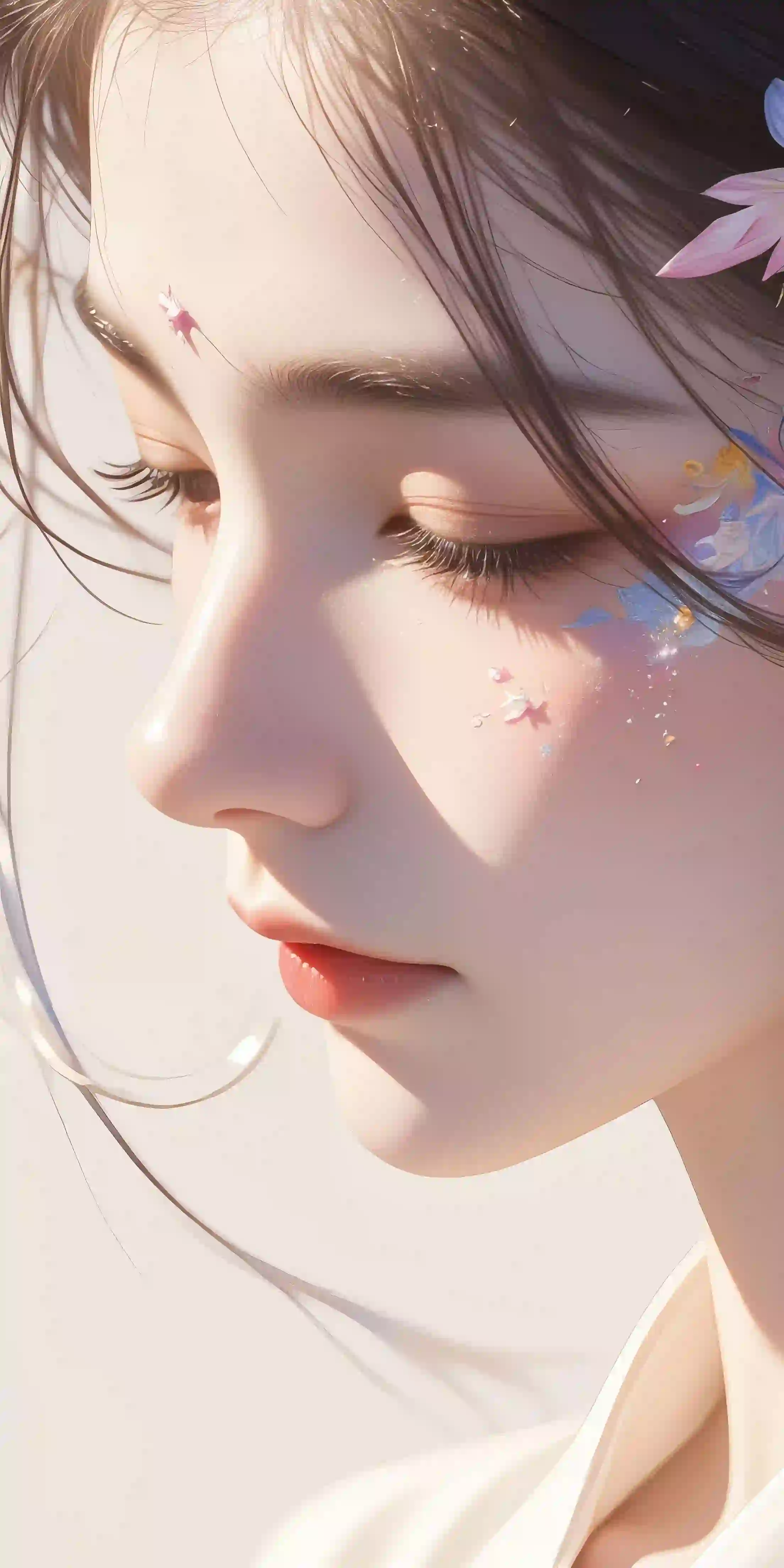 唯美侧脸 长发古风美女 侧颜