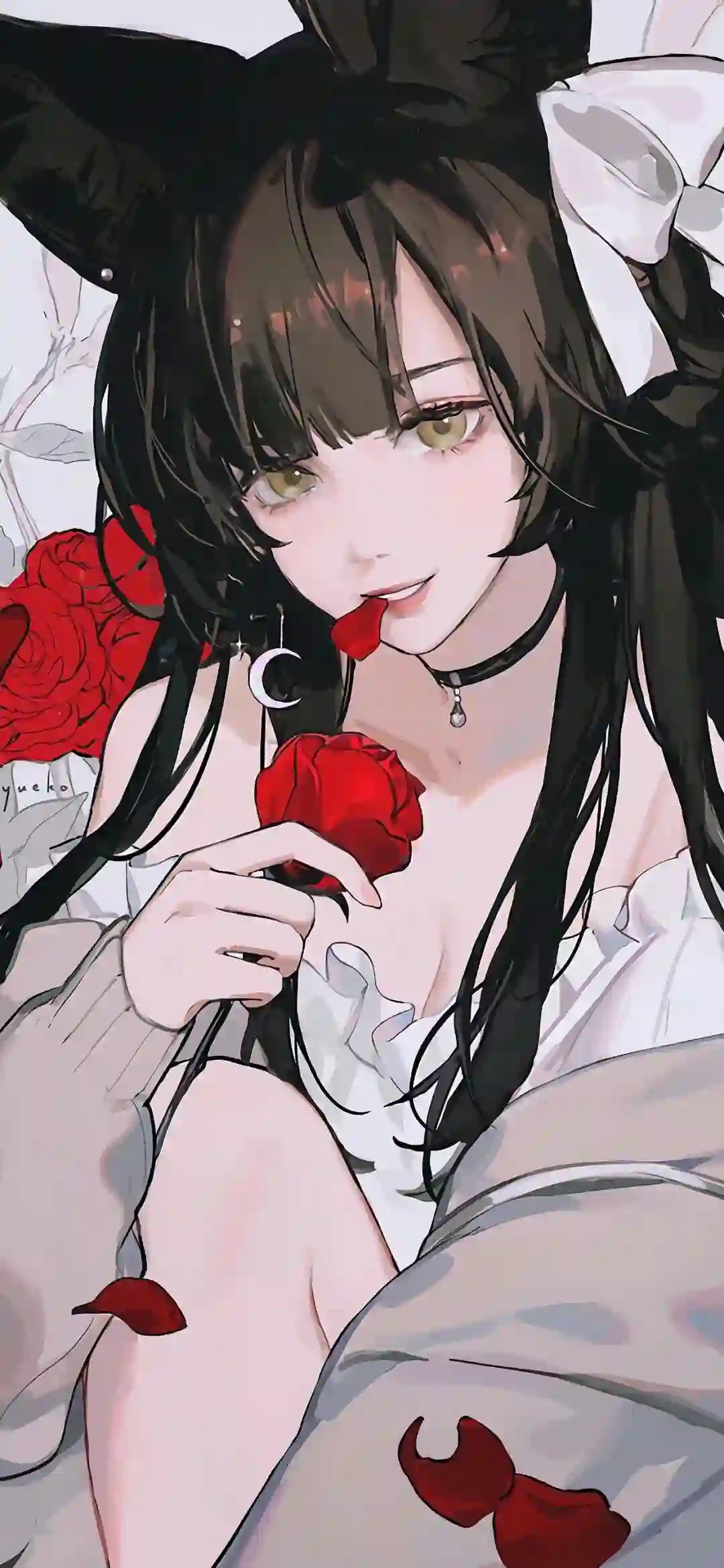 动漫女孩 二次元女孩 红色玫瑰 