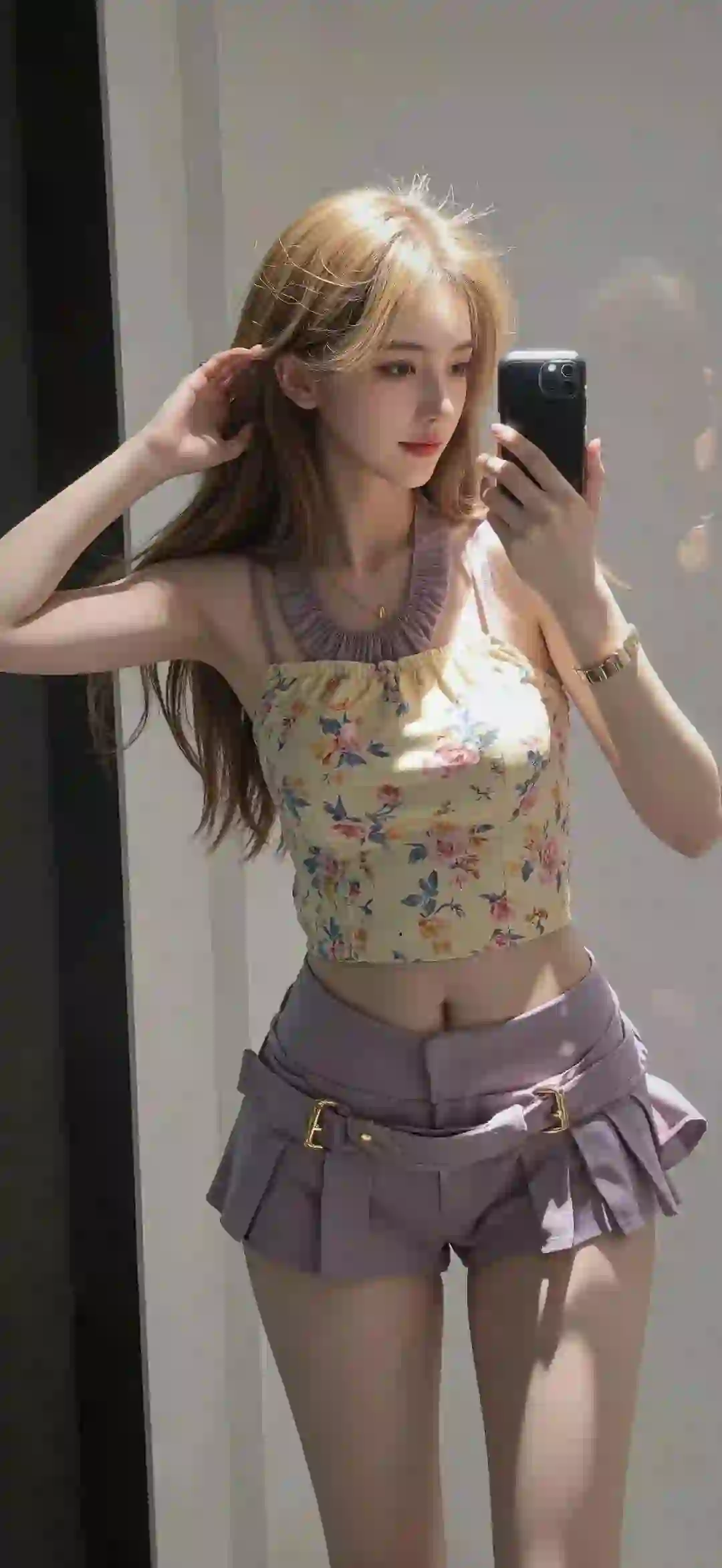 美女 长发美女 性感 小短裙 自拍