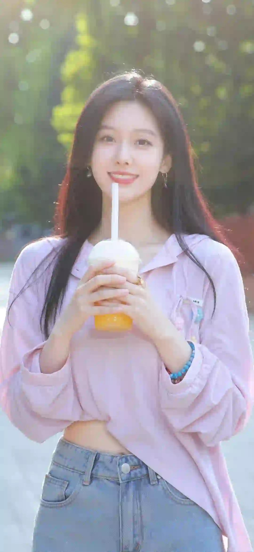 可爱甜美女孩 长发美女 户外写真