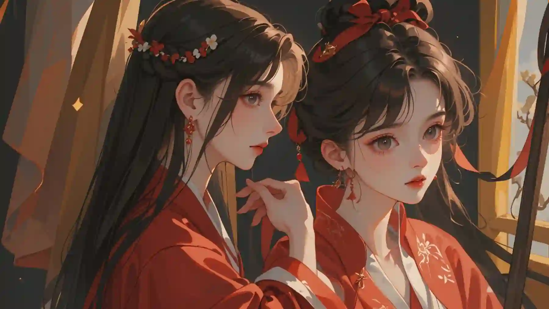 红色衣服 古风 汉服 