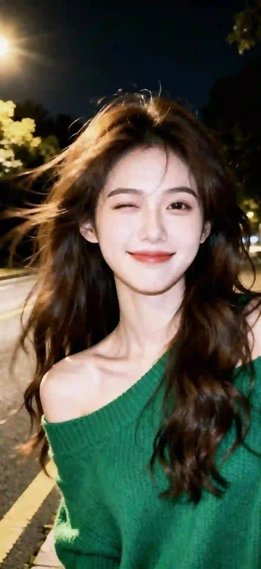 美女 长发美女 性感 俏皮可爱 长发美女 绿色衣服