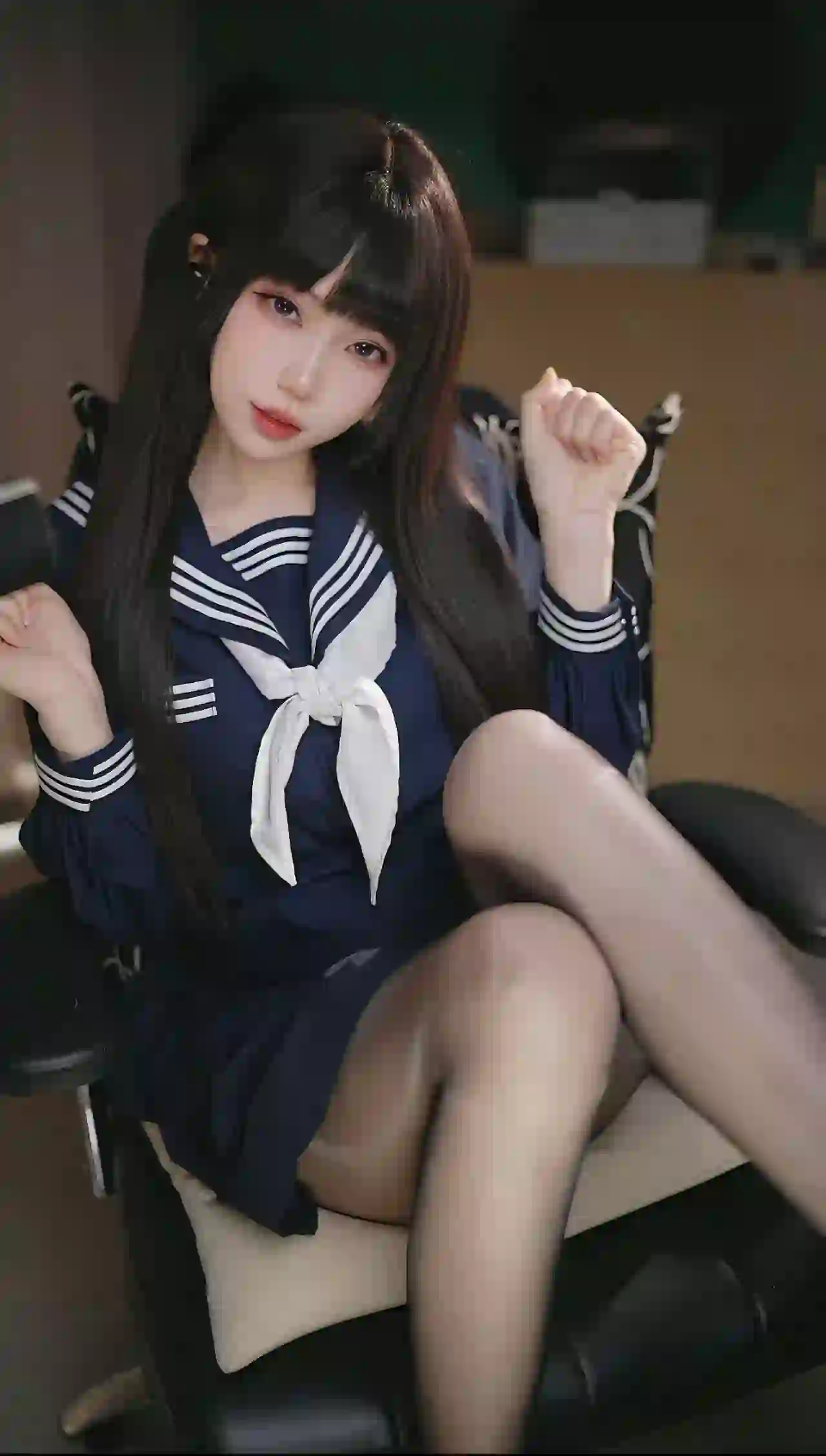 长发清纯美女 jk 丝袜美腿 黑丝