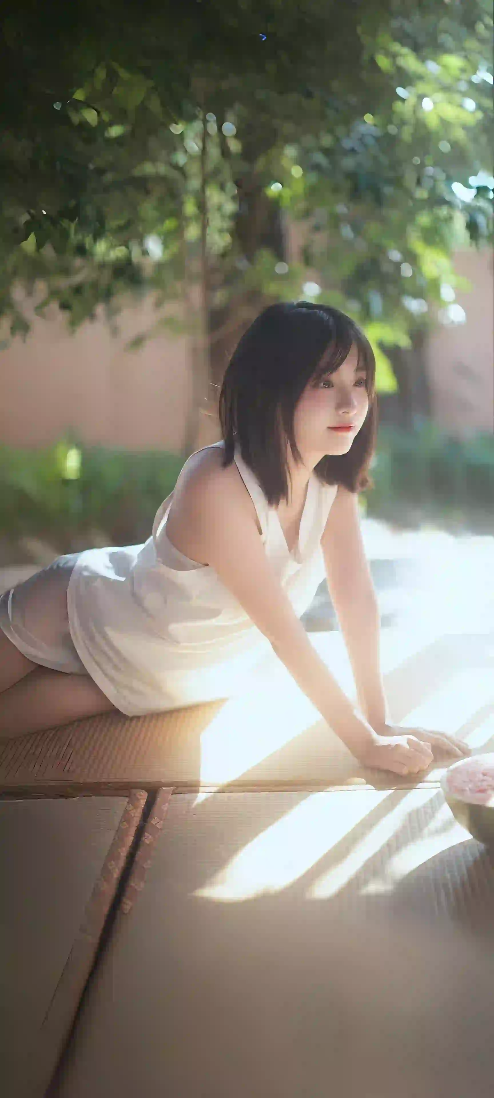 长发清纯美女 户外写真 阳光